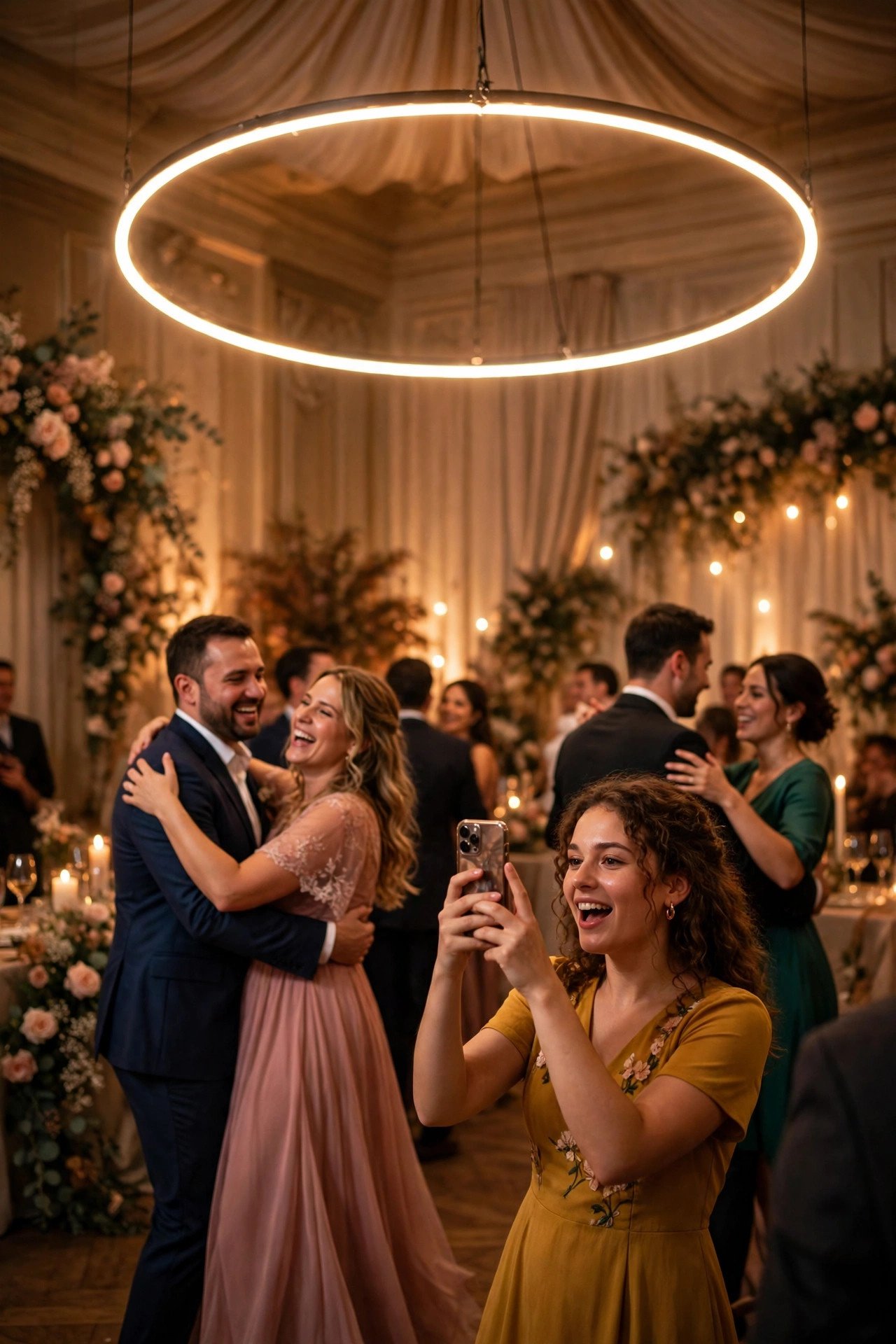 Wedding hashtag idea #LoveTheHernandezs shown on elegant reception signage