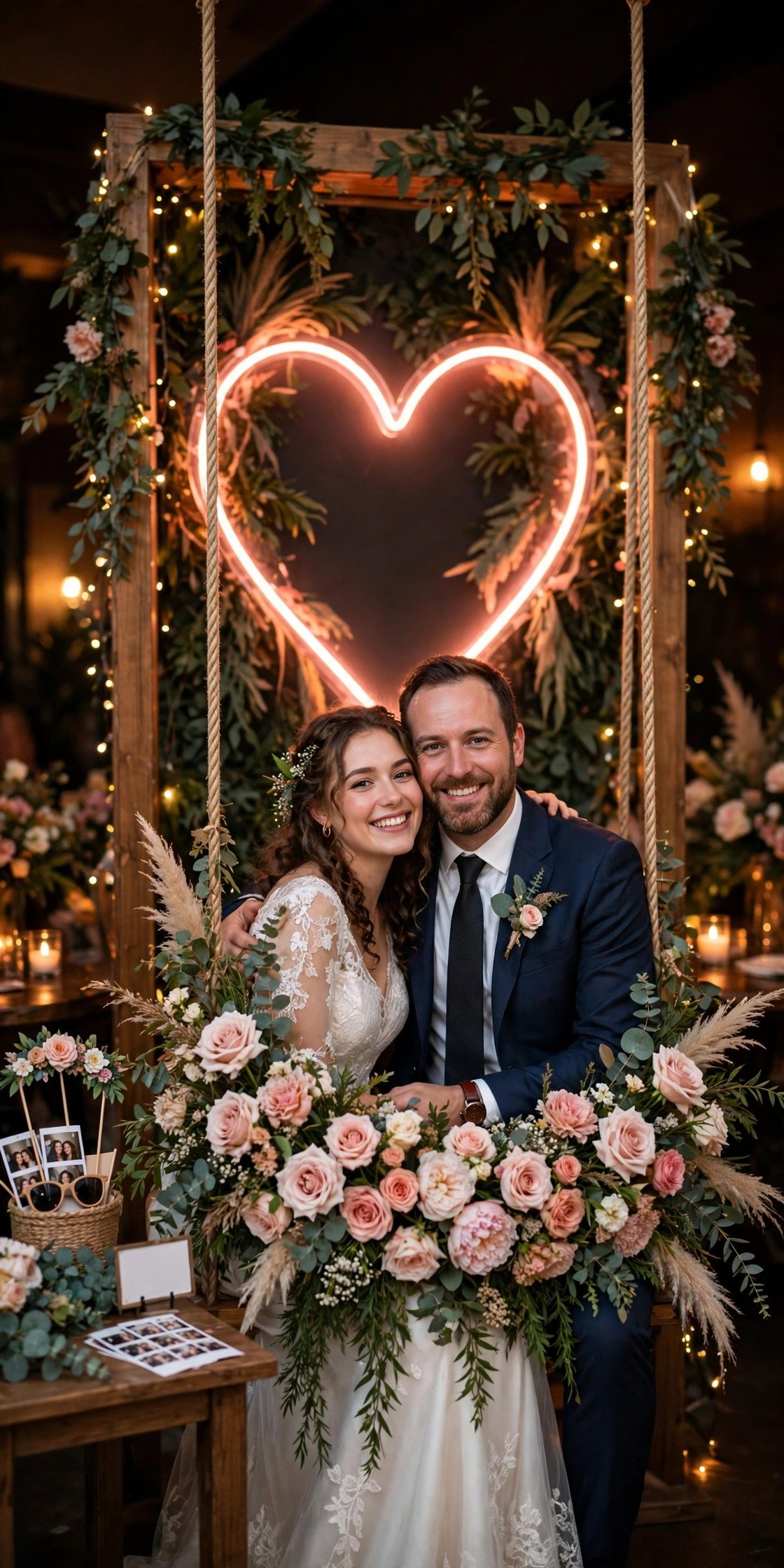 Wedding hashtag idea #TurnerCelebration2027 shown on elegant reception signage