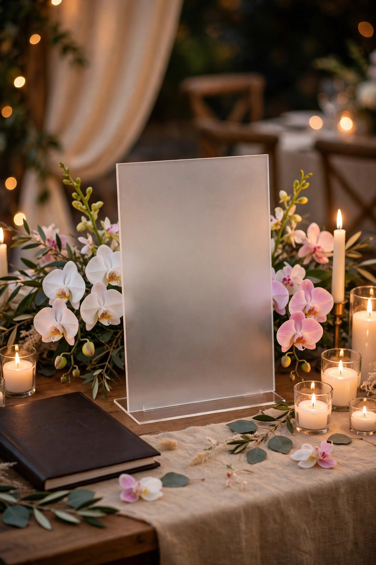 Wedding hashtag idea #JacksonWedding2027 shown on elegant reception signage