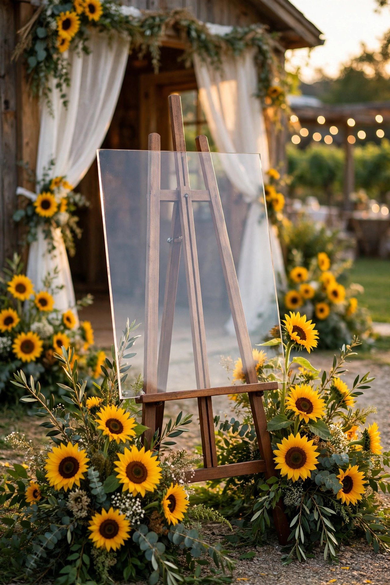 Wedding hashtag idea #CutenessOverloadMoore shown on elegant reception signage