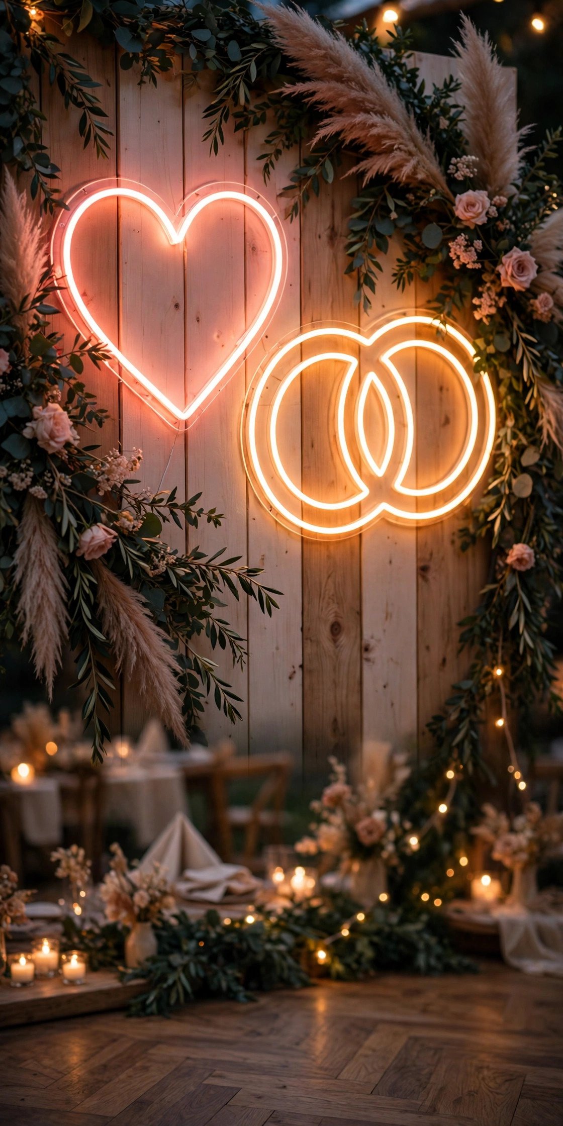 Wedding hashtag idea #NovaAndJoshuaSmitten shown on elegant reception signage