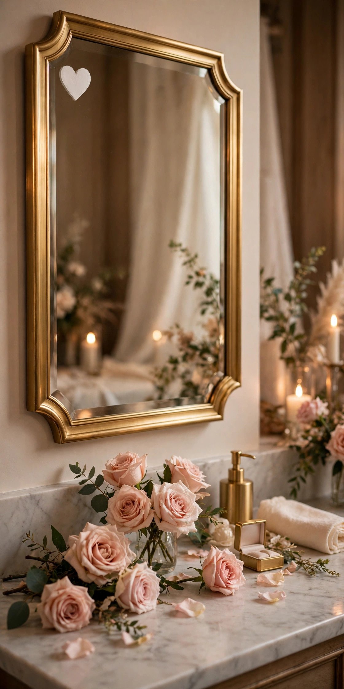 Wedding hashtag idea Restroom Mirror Decal Hashtag shown on elegant reception signage