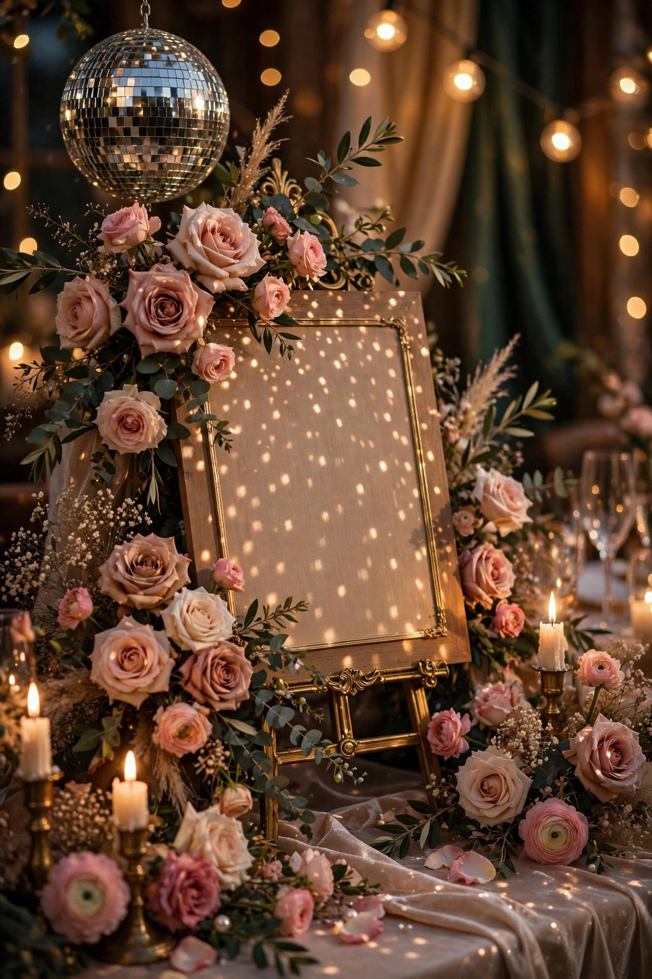 Wedding hashtag idea #WeddingEraScott shown on elegant reception signage