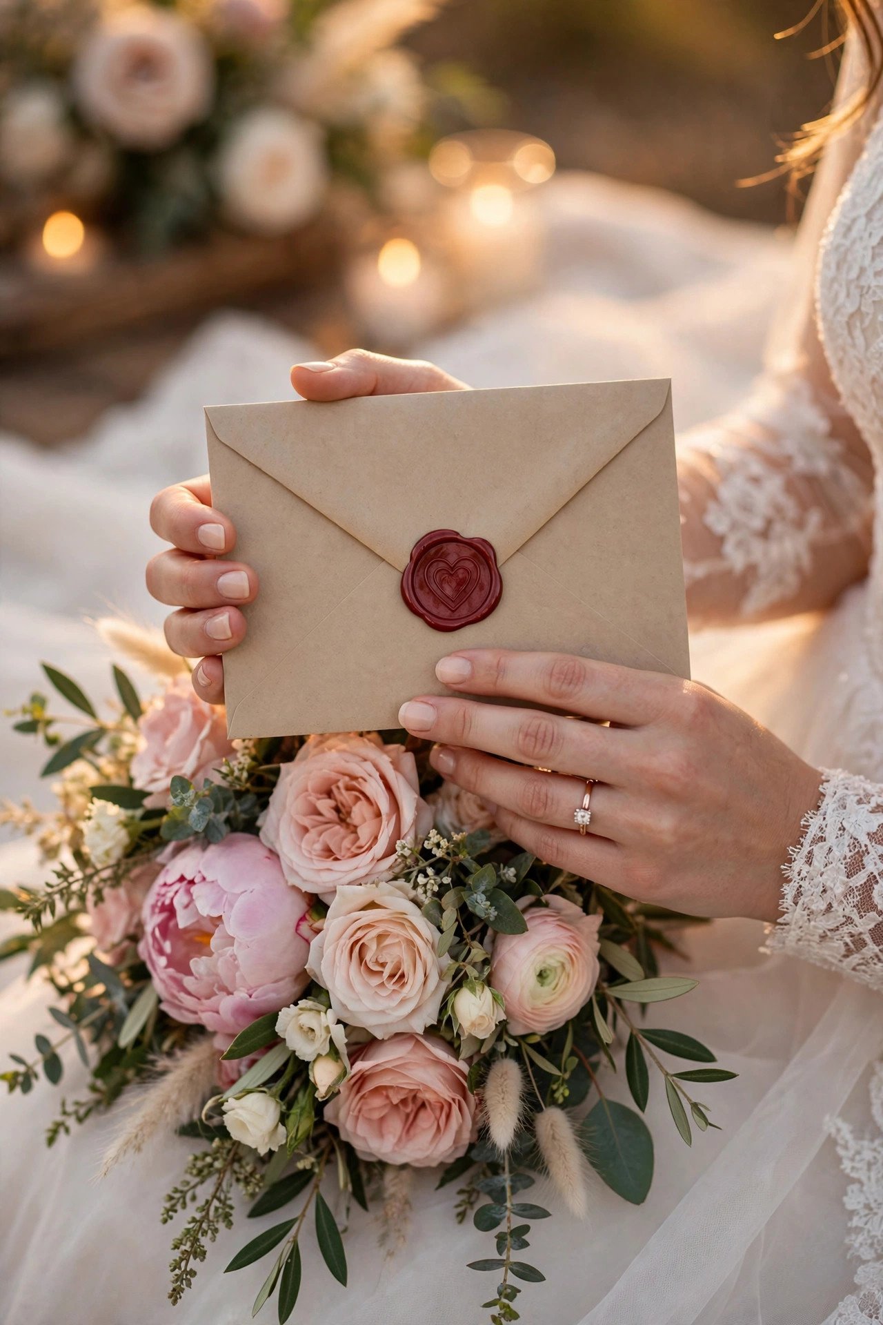 Wedding hashtag idea #AuroraAndLeviForeverYours shown on elegant reception signage