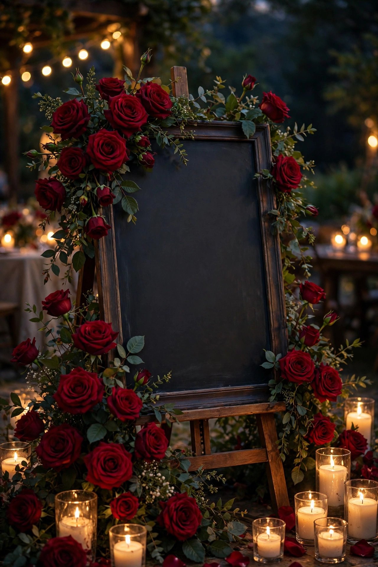 Wedding hashtag idea #LewisMyForever shown on elegant reception signage