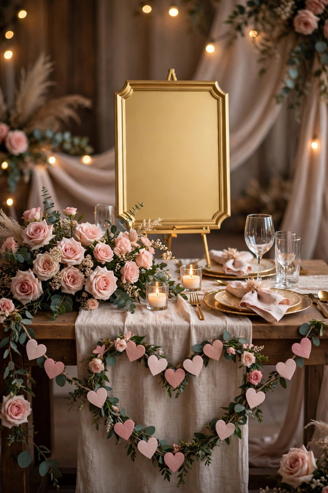 Wedding hashtag idea #SoulmatesHall shown on elegant reception signage