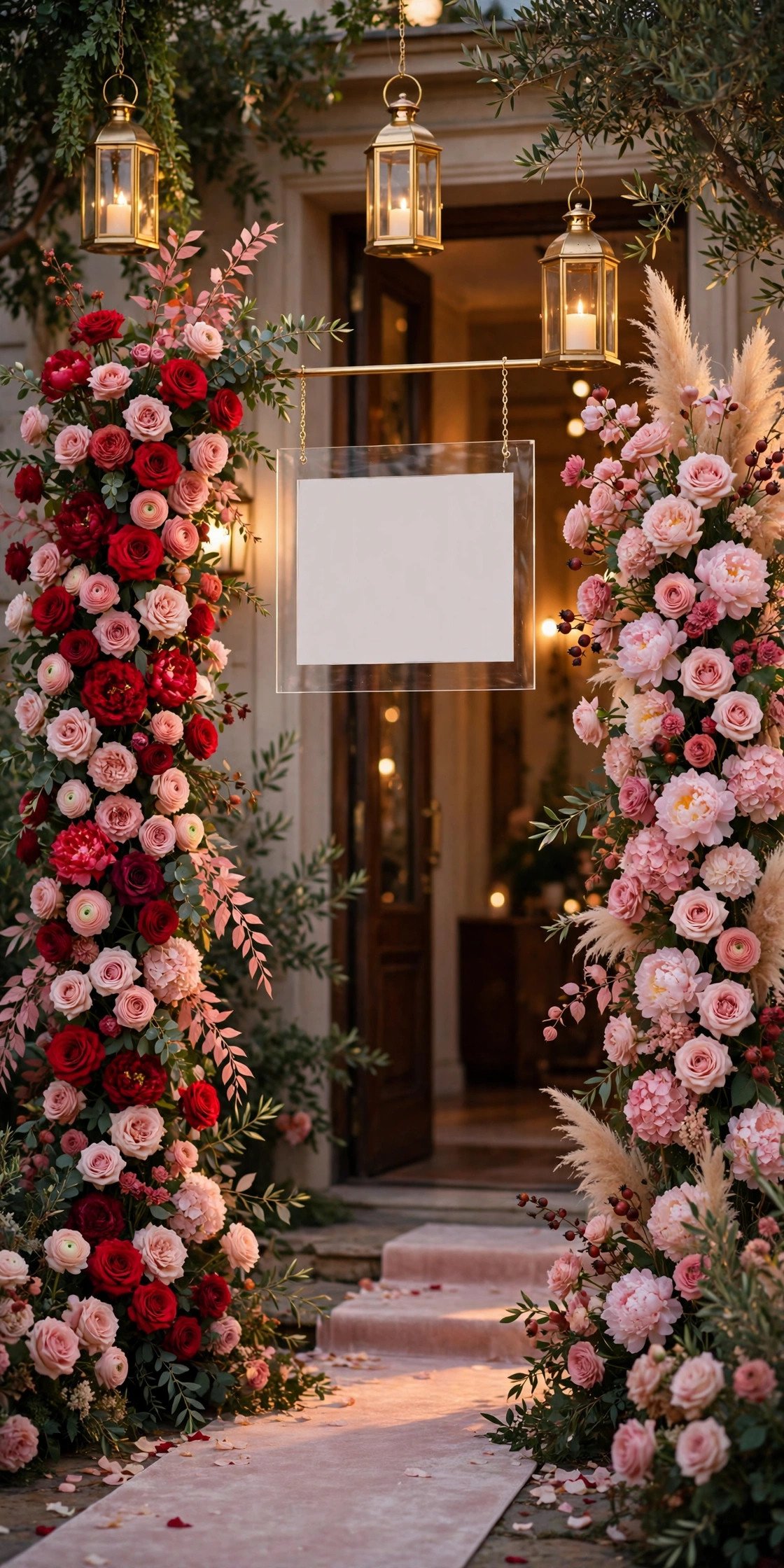 Wedding hashtag idea #ScottMyForever shown on elegant reception signage