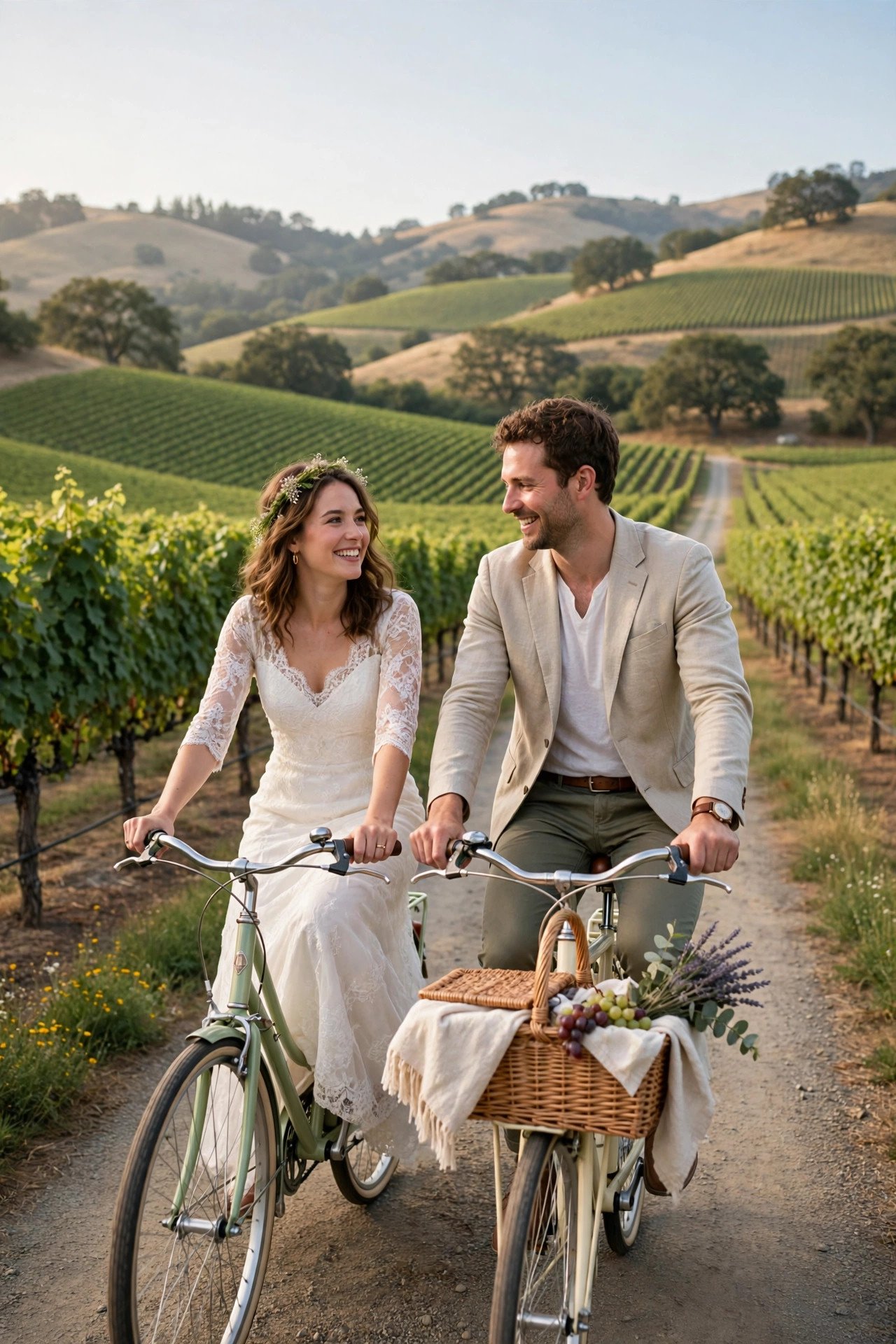 Honeymoon photo post displaying the hashtag NewlywedInNapa