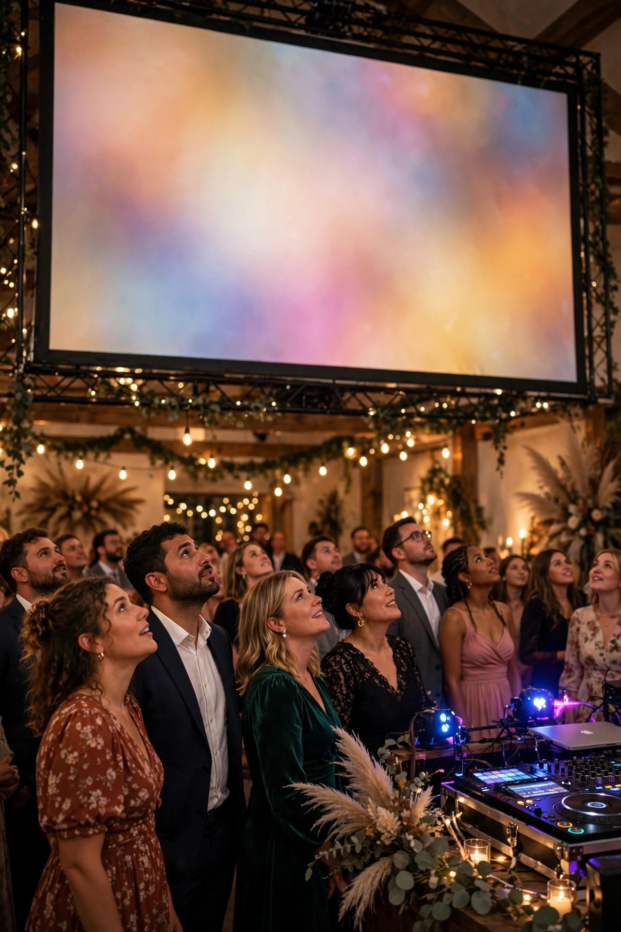 Wedding hashtag contest format: Hashtag Finalists on the Dance Floor Screen