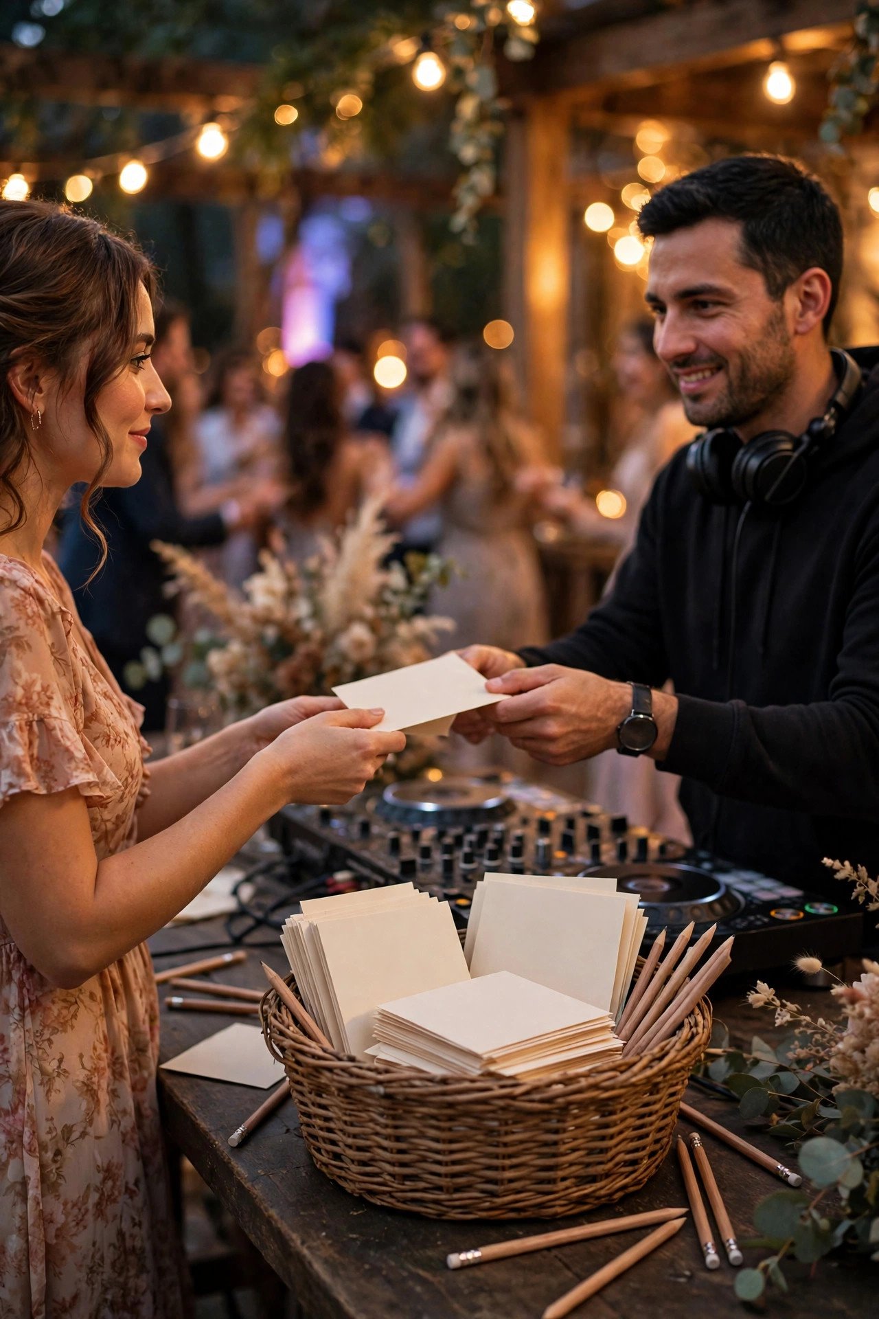 Wedding hashtag contest format: Song Request Cards Double as Ballots
