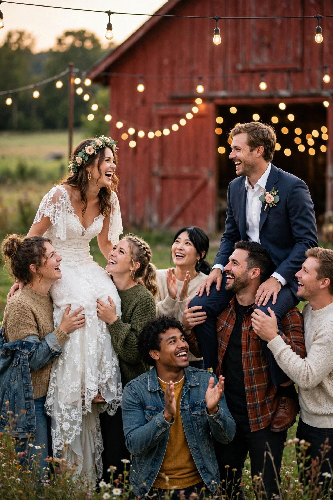 Rustic wedding hashtag sign displaying AvaAndEthanBarnRaisedLove