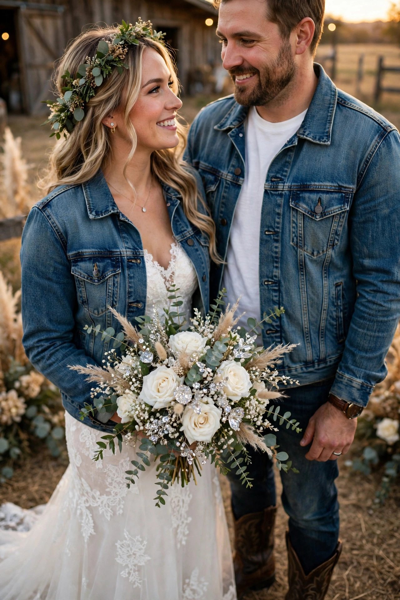 Rustic wedding hashtag sign displaying DenimAndDiamonds2027
