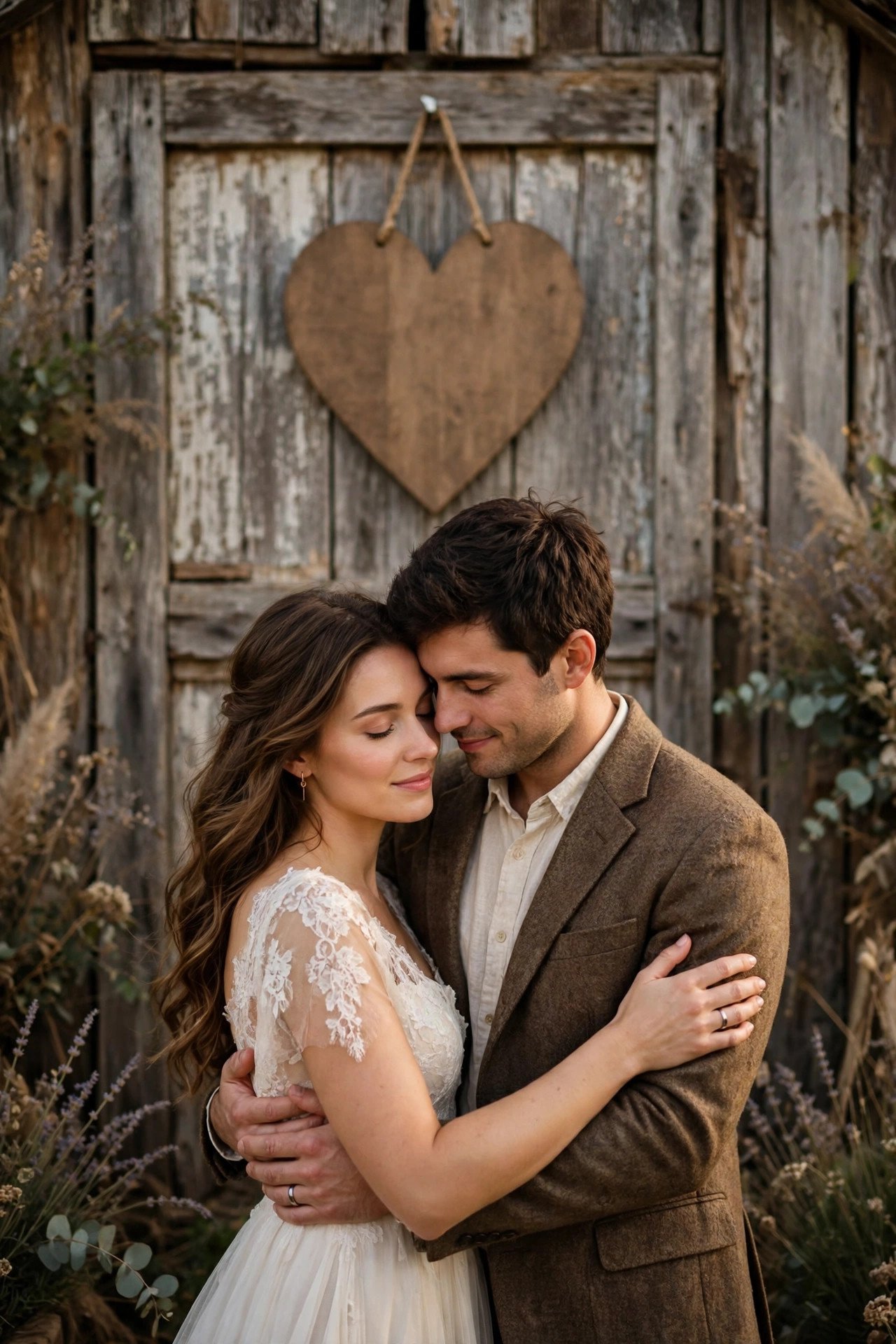 Rustic wedding hashtag sign displaying ZoeAndSamRusticRomance