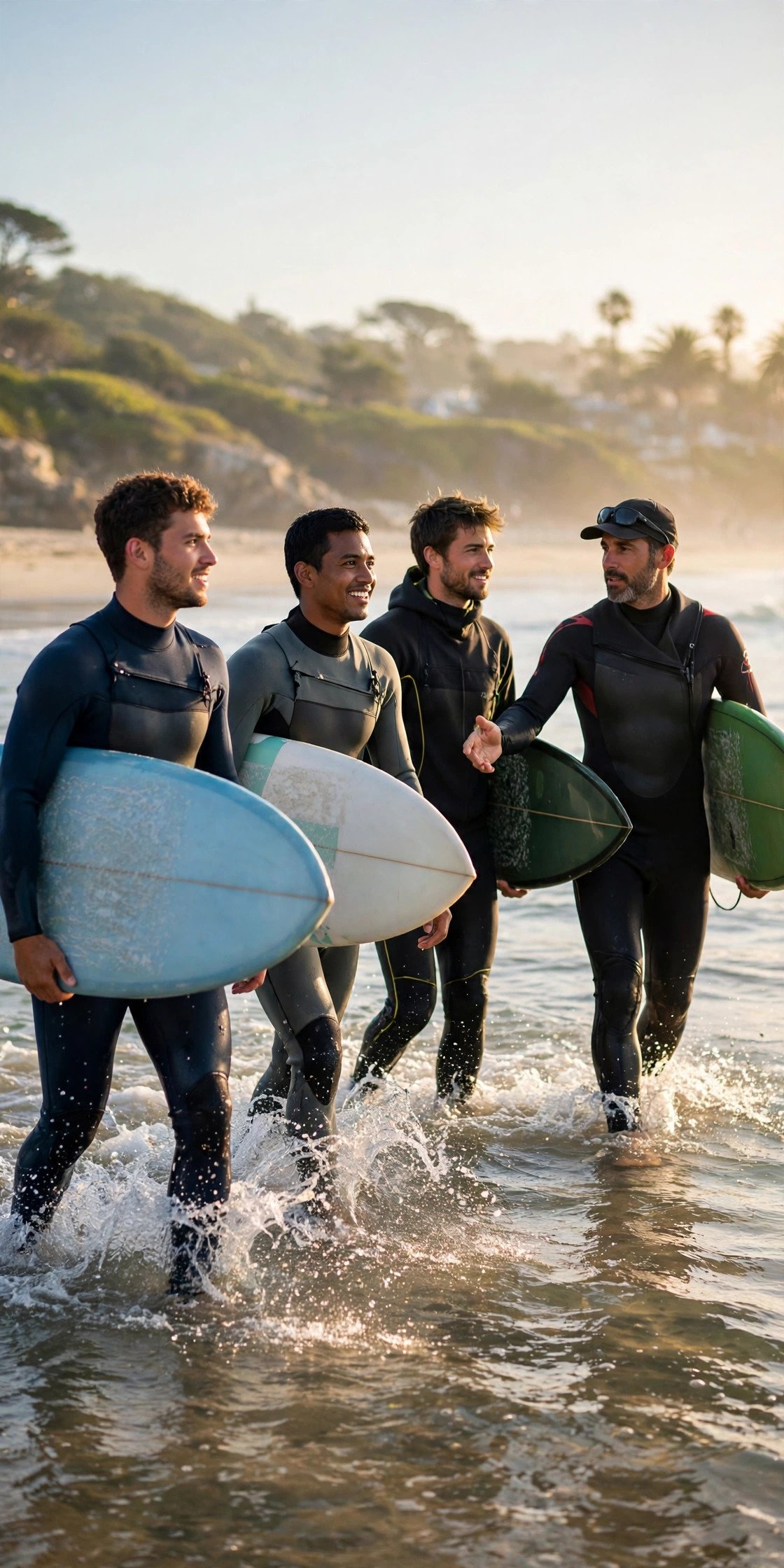 Bachelor party crew enjoying Surf Lesson Morning with the groom