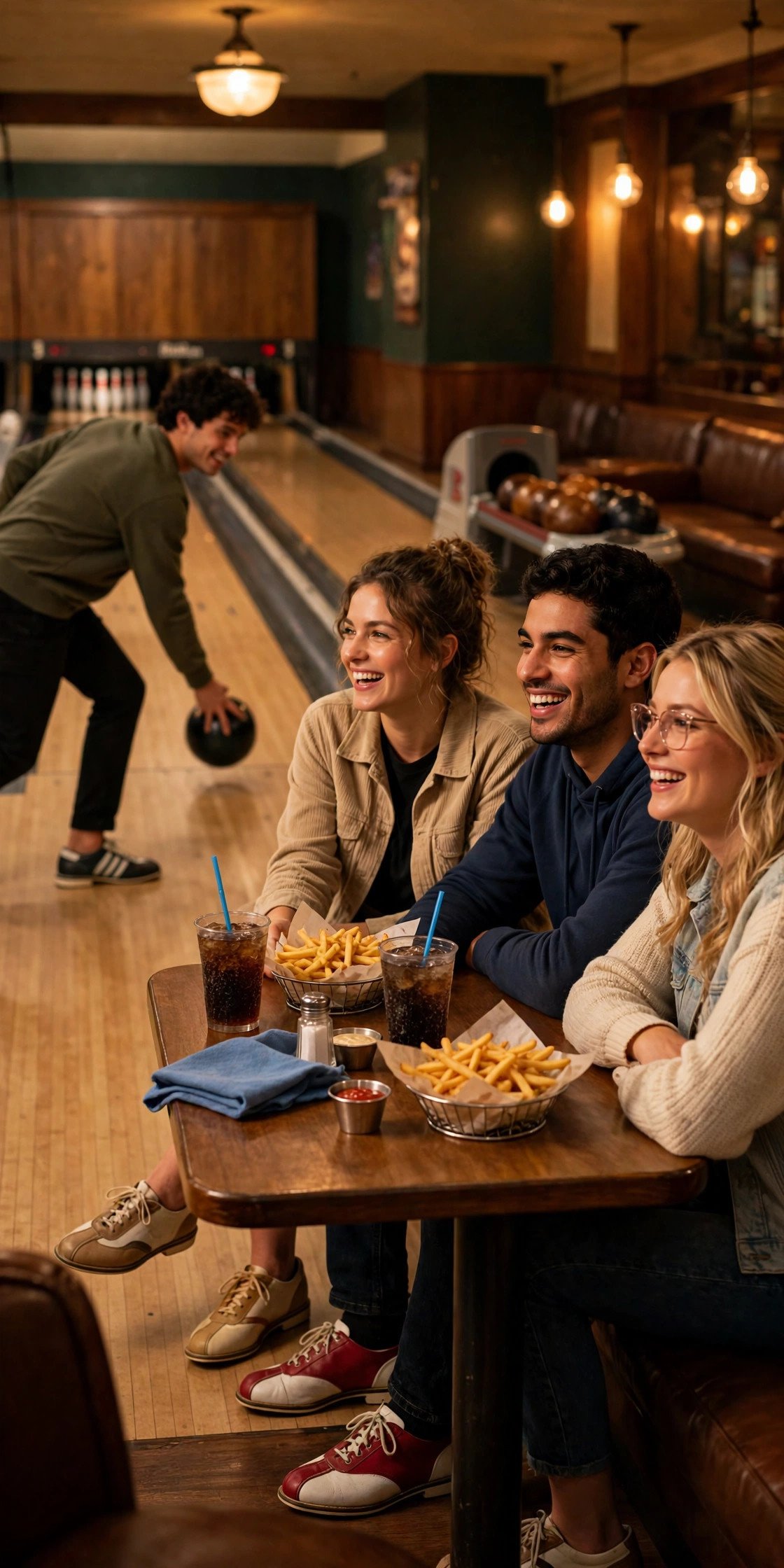 Friends enjoying a budget bachelor party: Weekday Bowling Deal