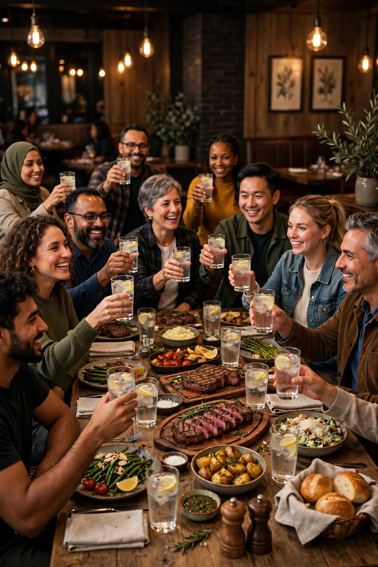 Joint bachelor bachelorette idea: Steakhouse Group Dinner
