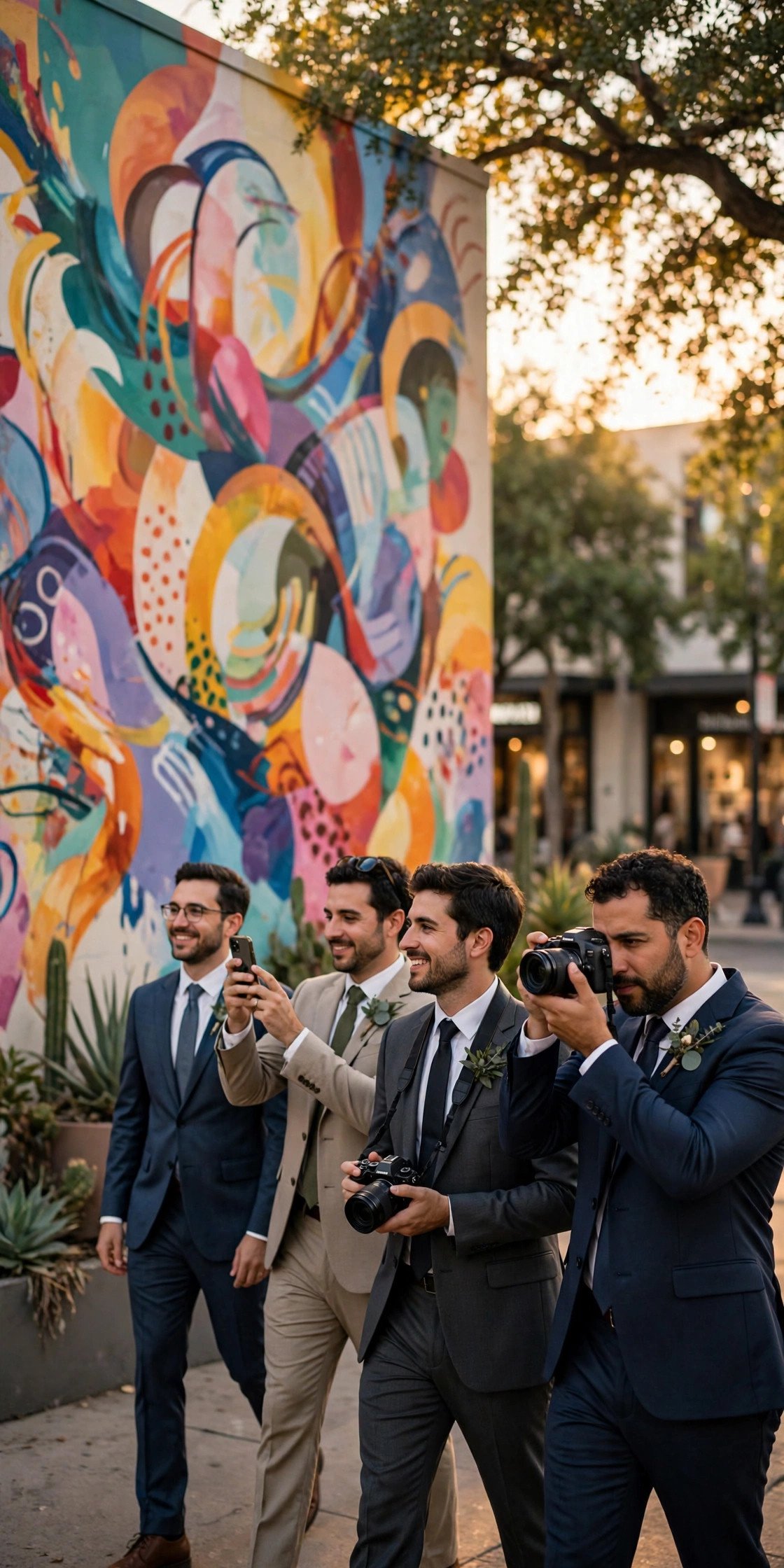 South Congress Mural Photo Walk — Austin bachelor party weekend with the groom and groomsmen