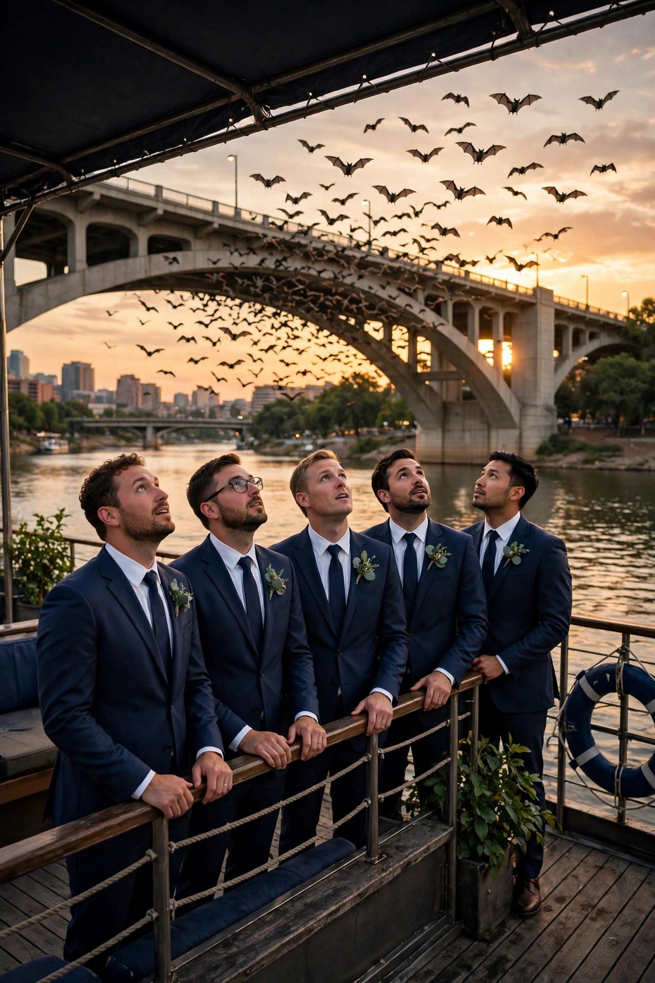 Sunset Bat Cruise — Austin bachelor party weekend with the groom and groomsmen