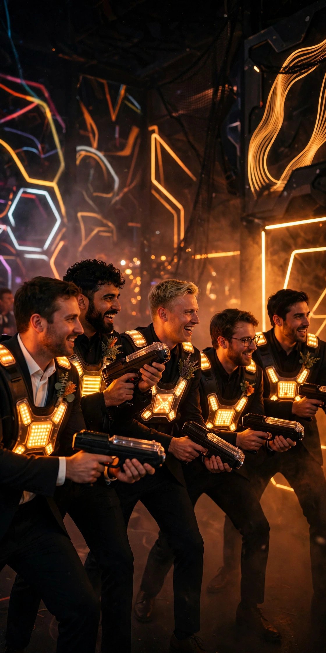 Laser Tag Team Match — sports-themed bachelor party game day with friends