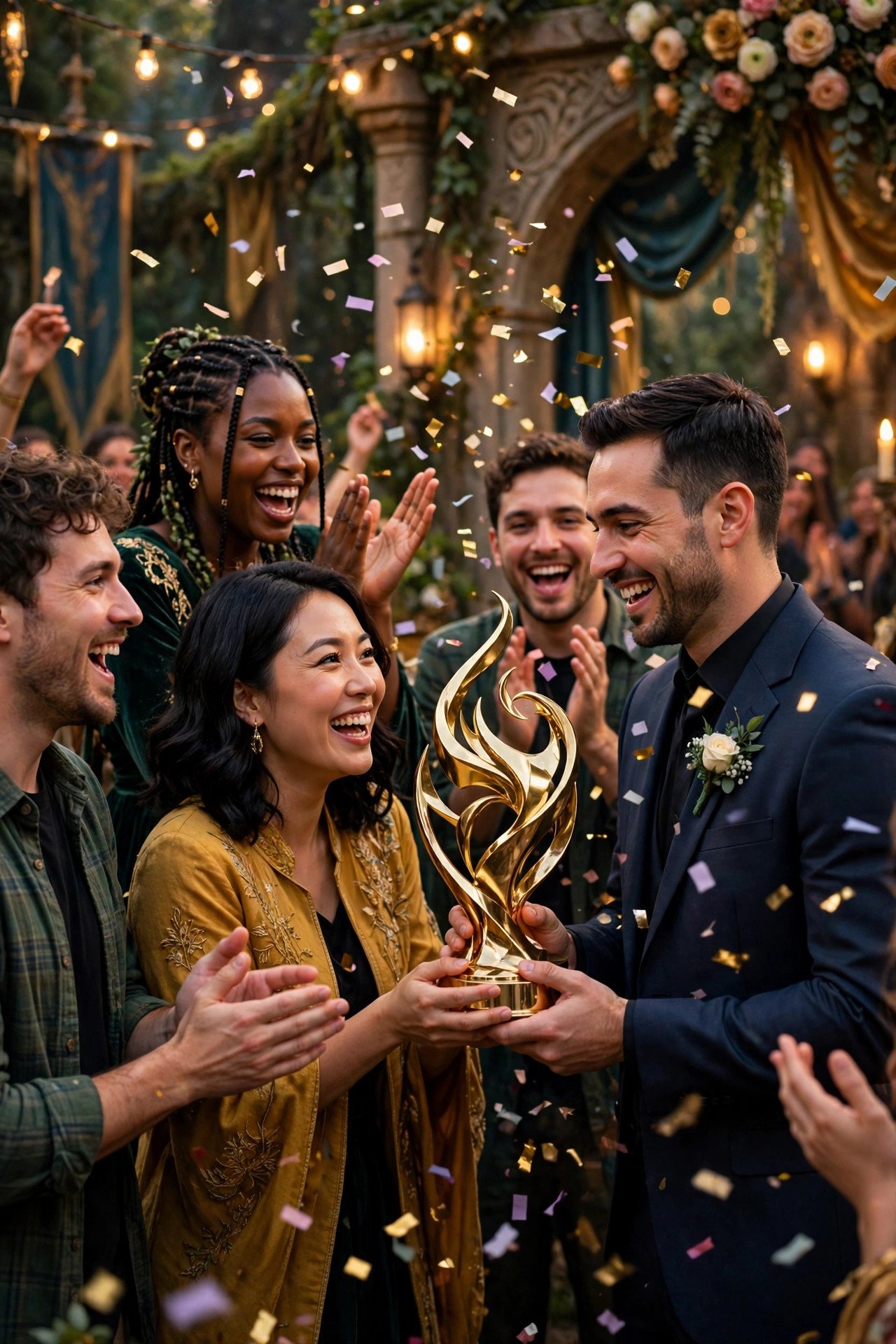 Fantasy Trophy Ceremony — sports-themed bachelor party game day with friends