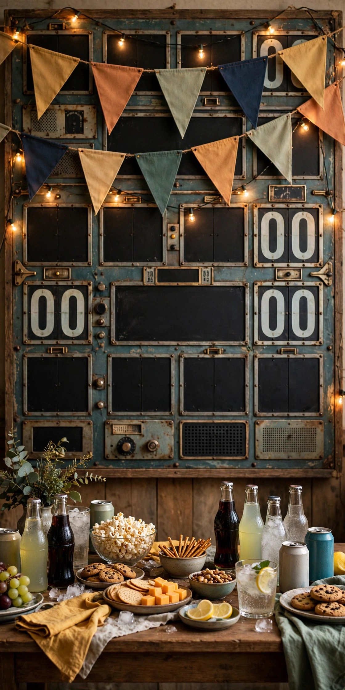 Scoreboard Decor Theme — sports-themed bachelor party game day with friends