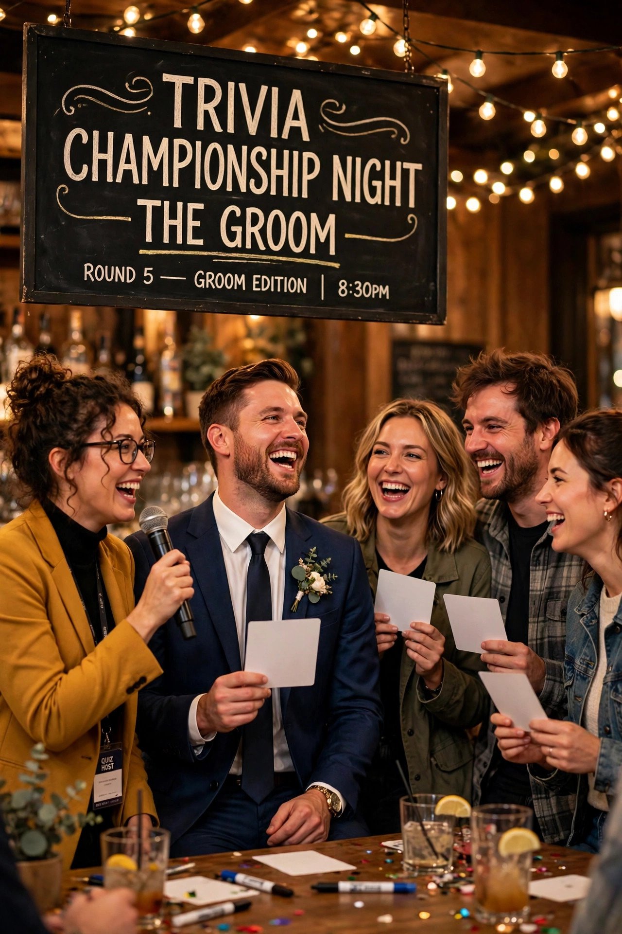 The Groom Trivia Championship — bachelor party idea from Bachelor Party on a Budget (2027)