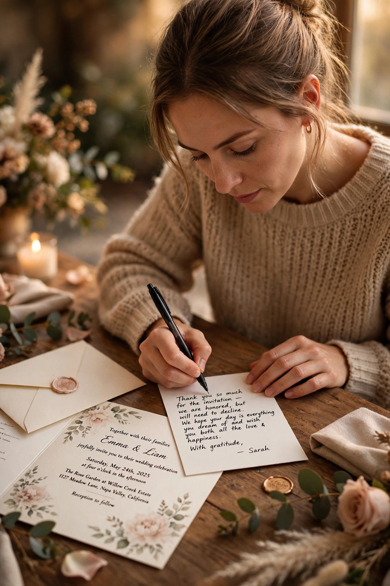 Step 11: Decline in the Same Motion — wedding guest etiquette illustration