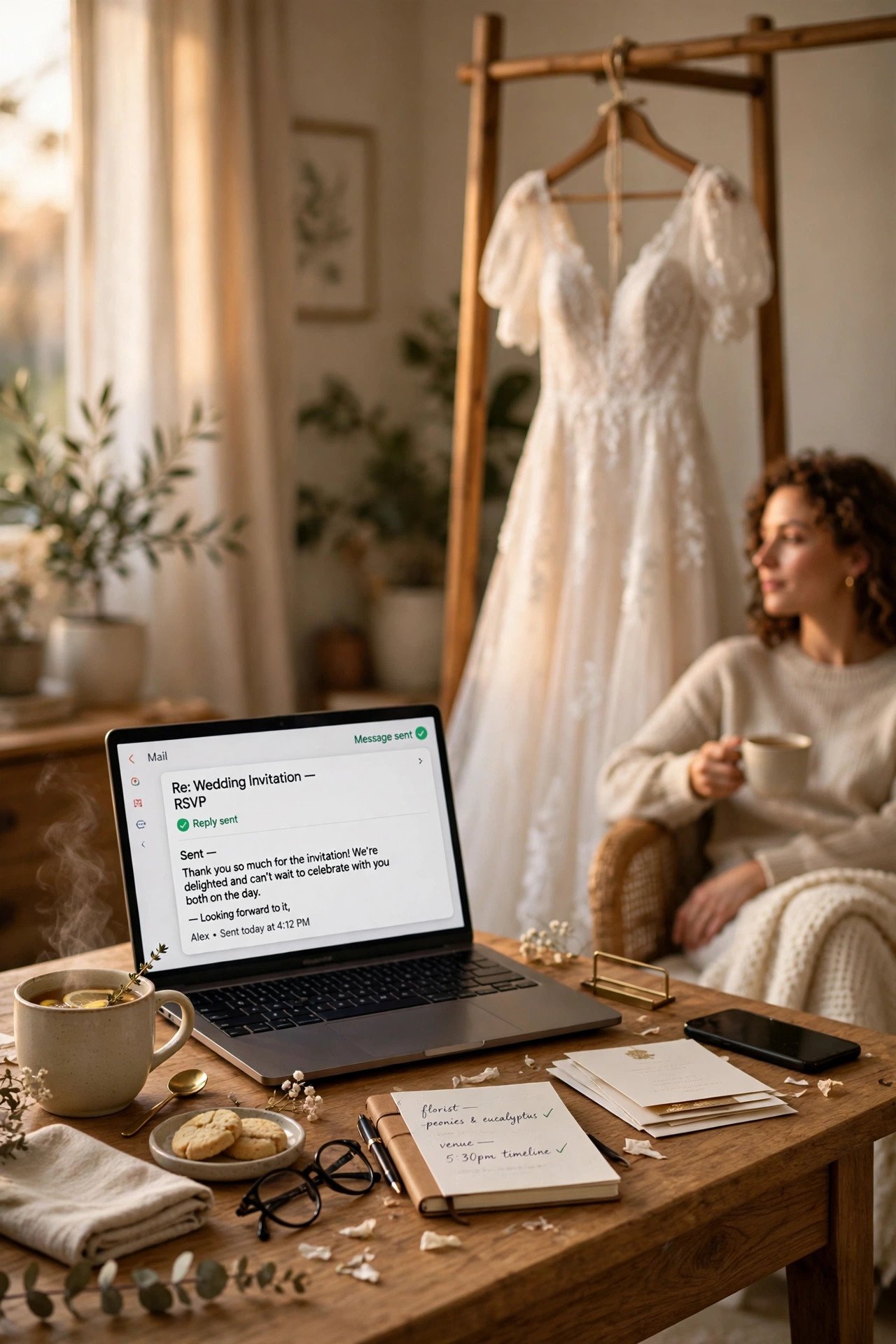 Step 24: After Sending — The Quiet Duties — wedding guest etiquette illustration