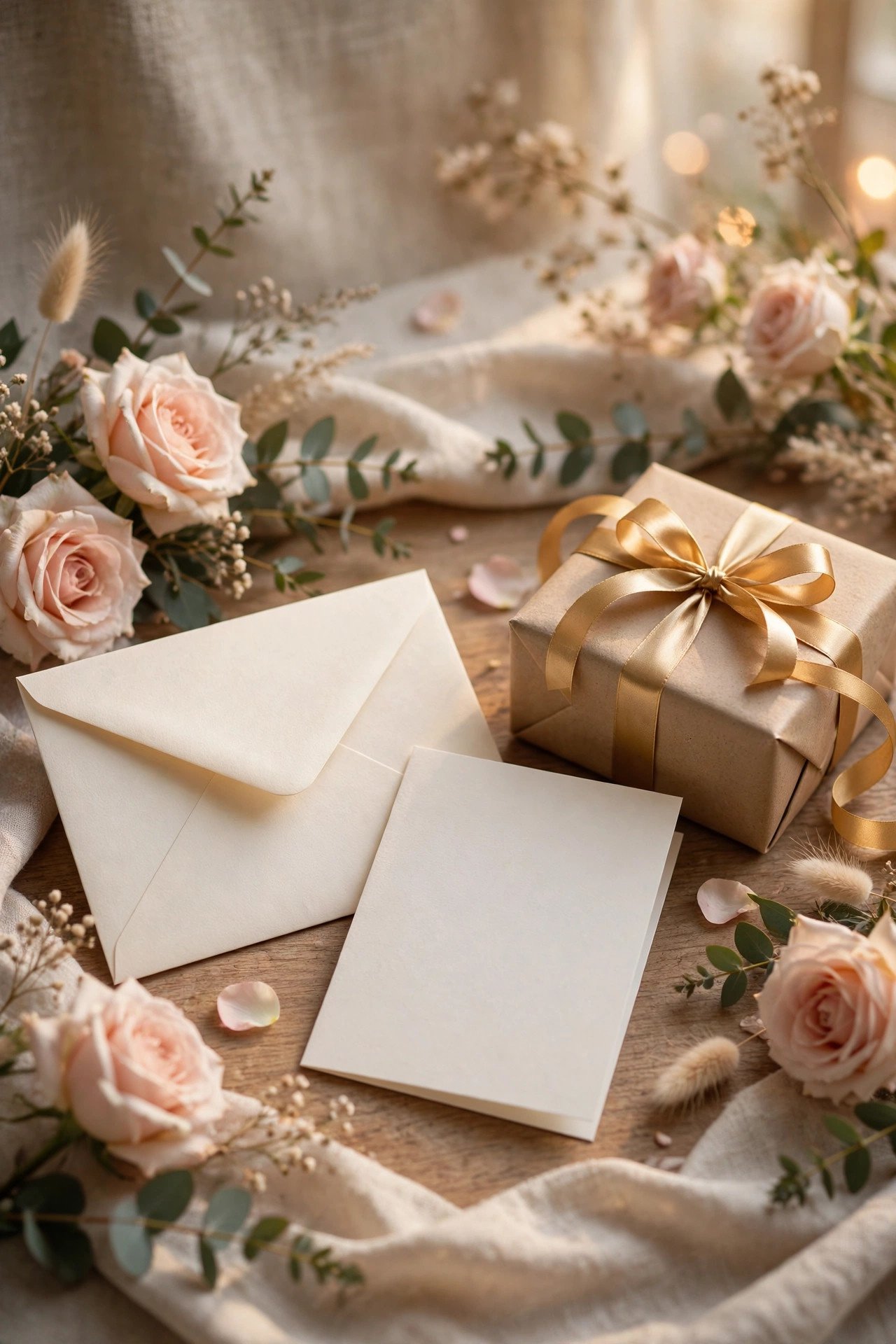 Wedding card with cash gift beside a simple chart of gift amounts