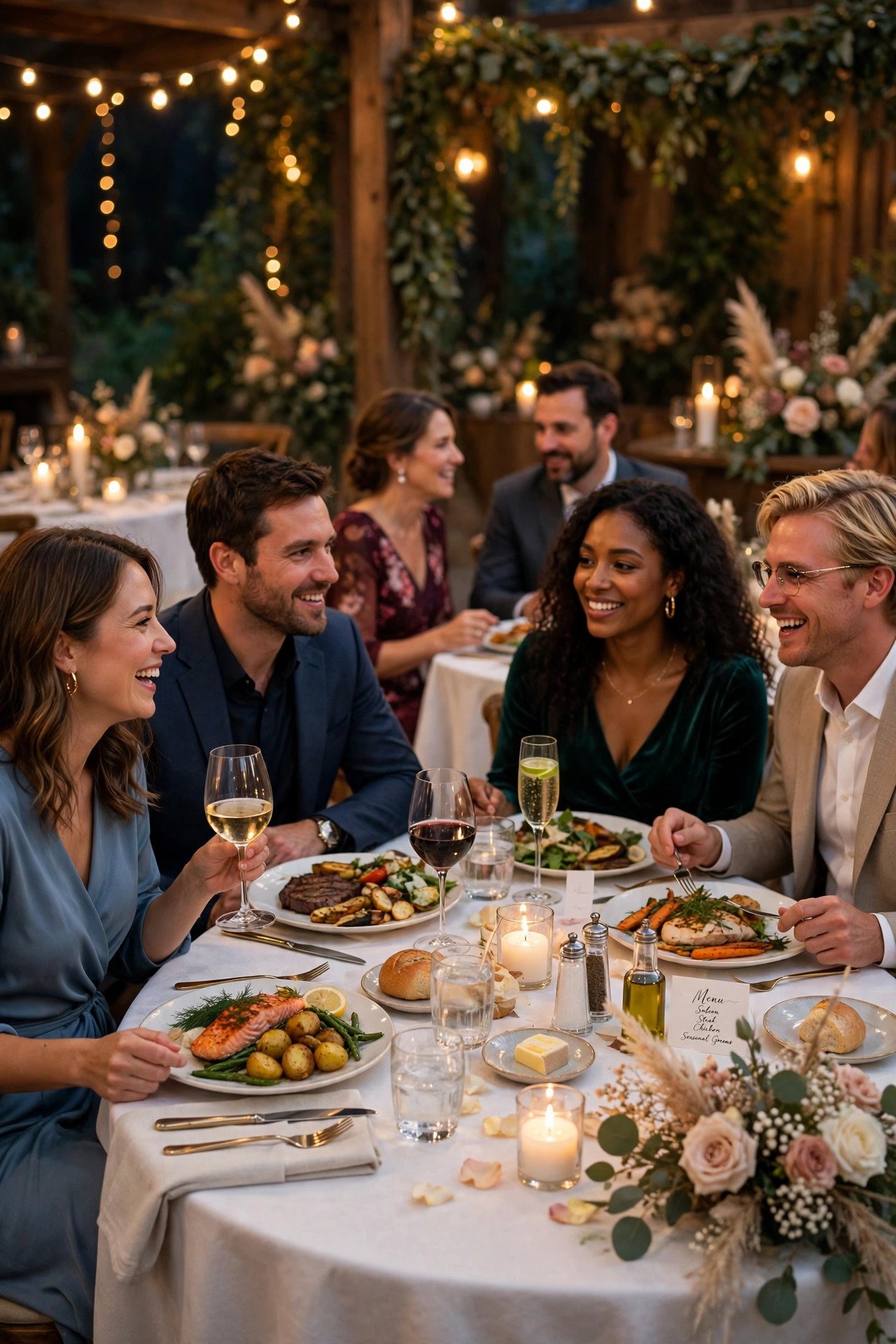 Stay for Dinner, Always — wedding guest etiquette illustrated