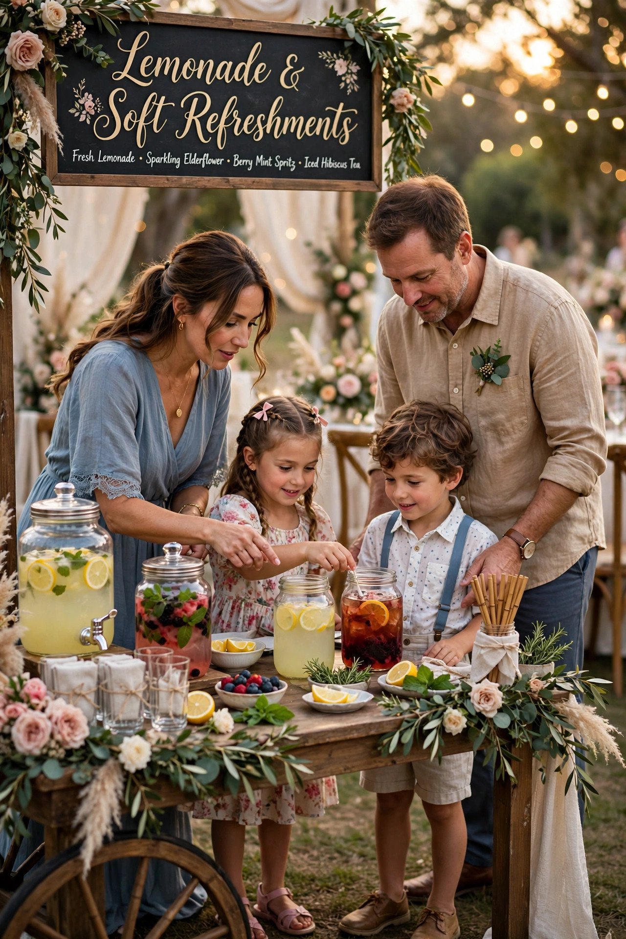 Kids' Drinks Are Handled by Parents — wedding guest etiquette illustrated