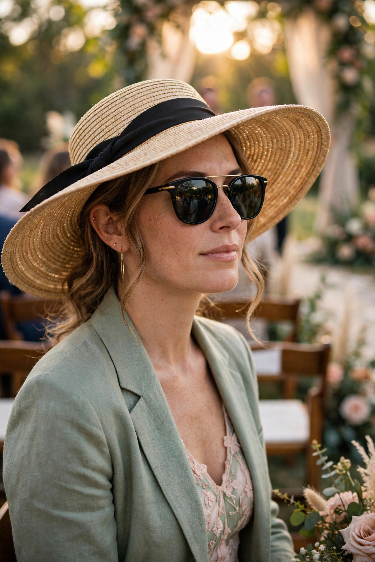 Sunglasses and a Hat Strategy — wedding guest etiquette illustrated