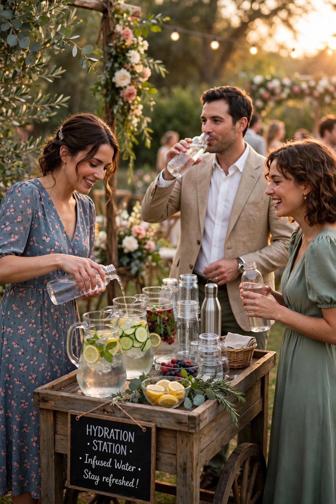 Hydrate Beyond the Bar — wedding guest etiquette illustrated