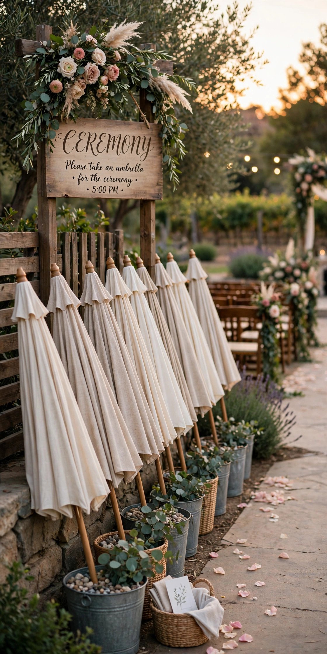 Umbrellas: Venue's Call — wedding guest etiquette illustrated