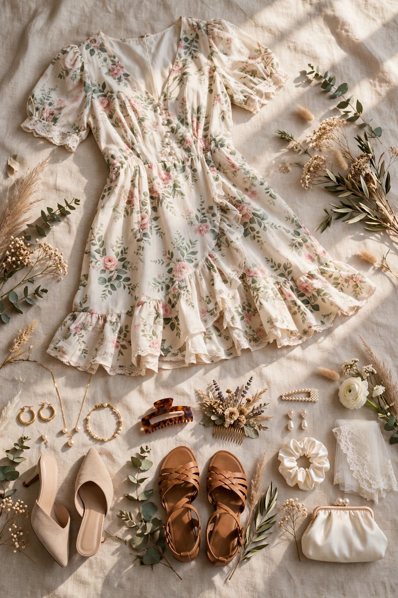 Same floral dress styled three different ways