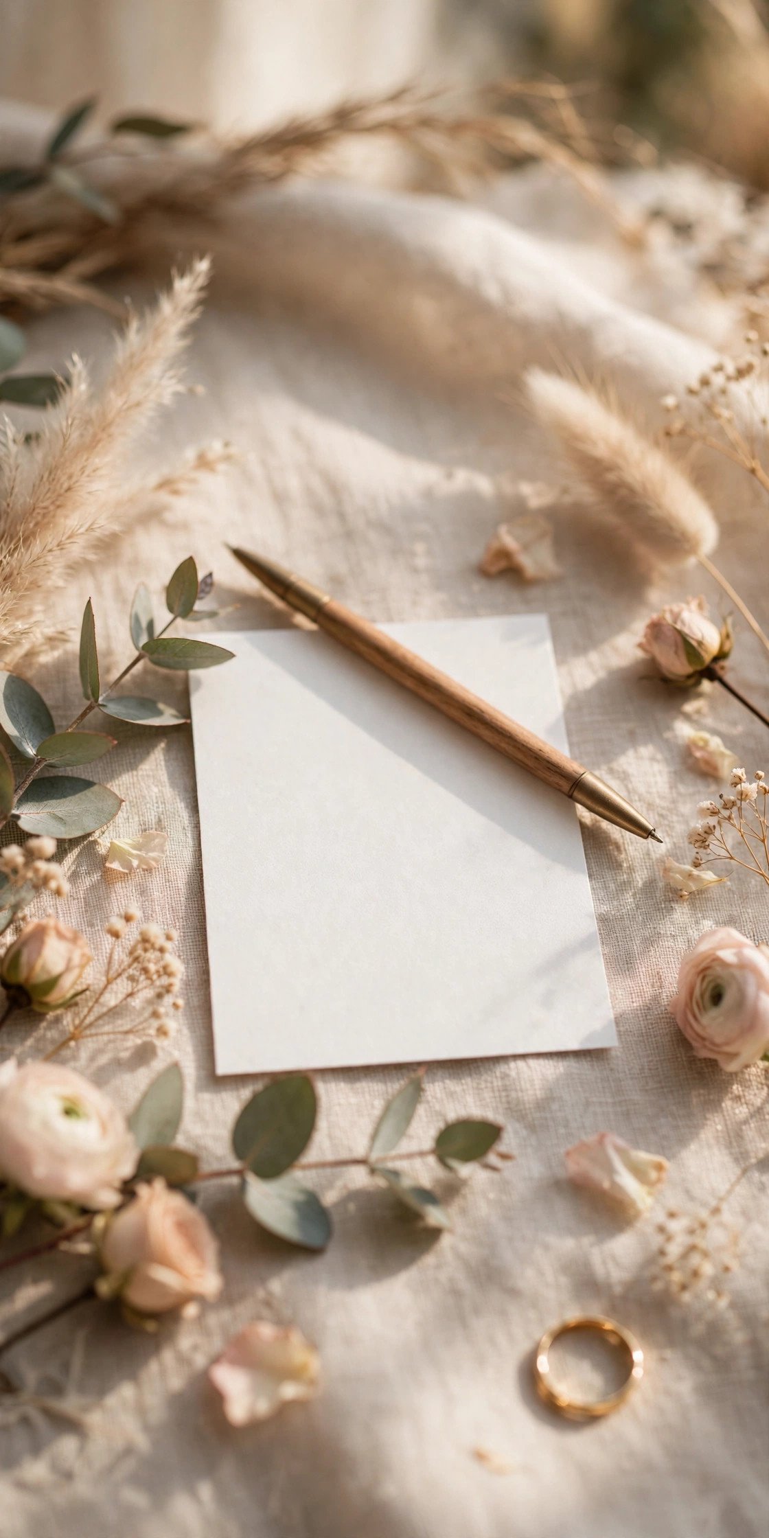 Single line written on a small reply card
