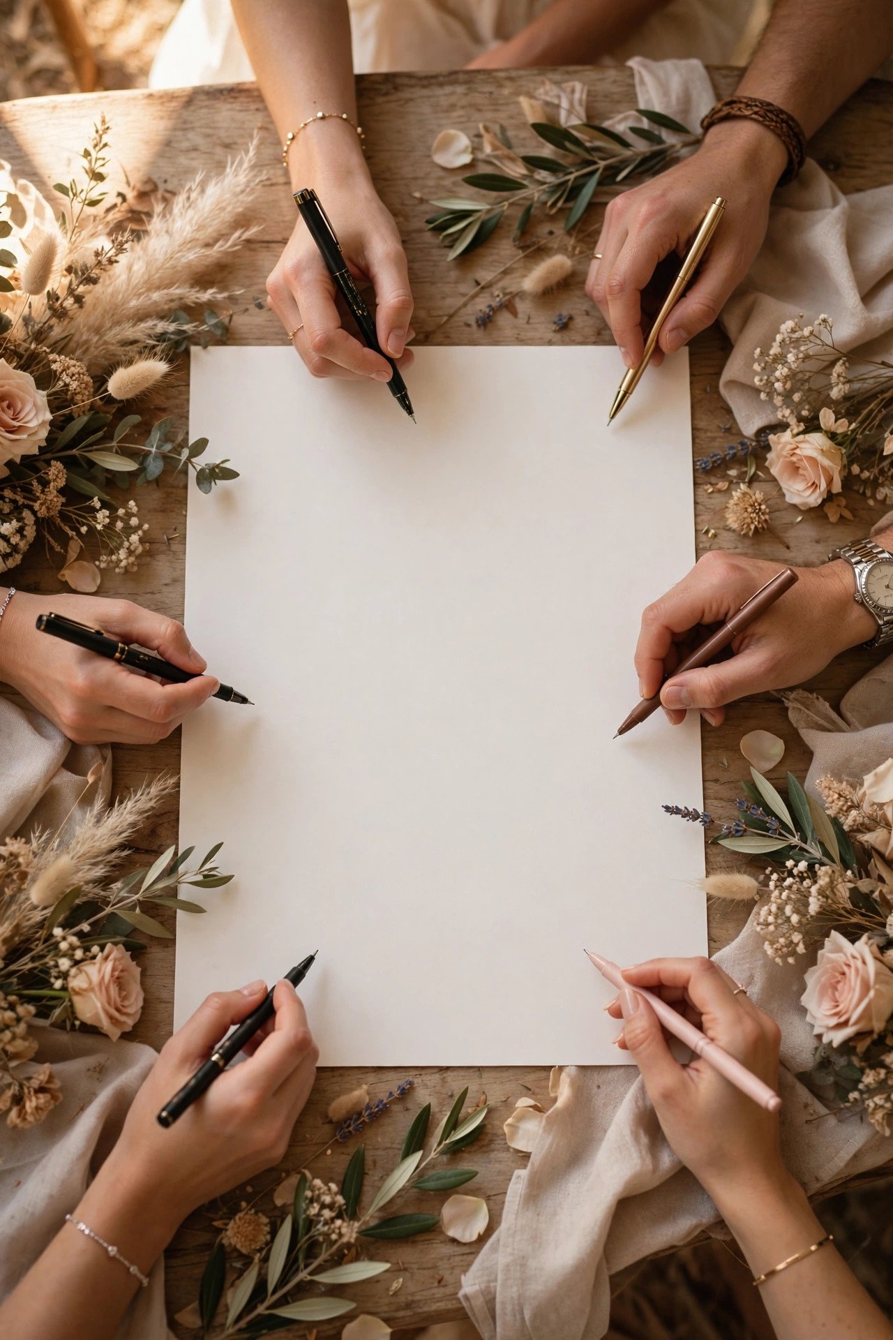 Large wedding card being signed by a whole team