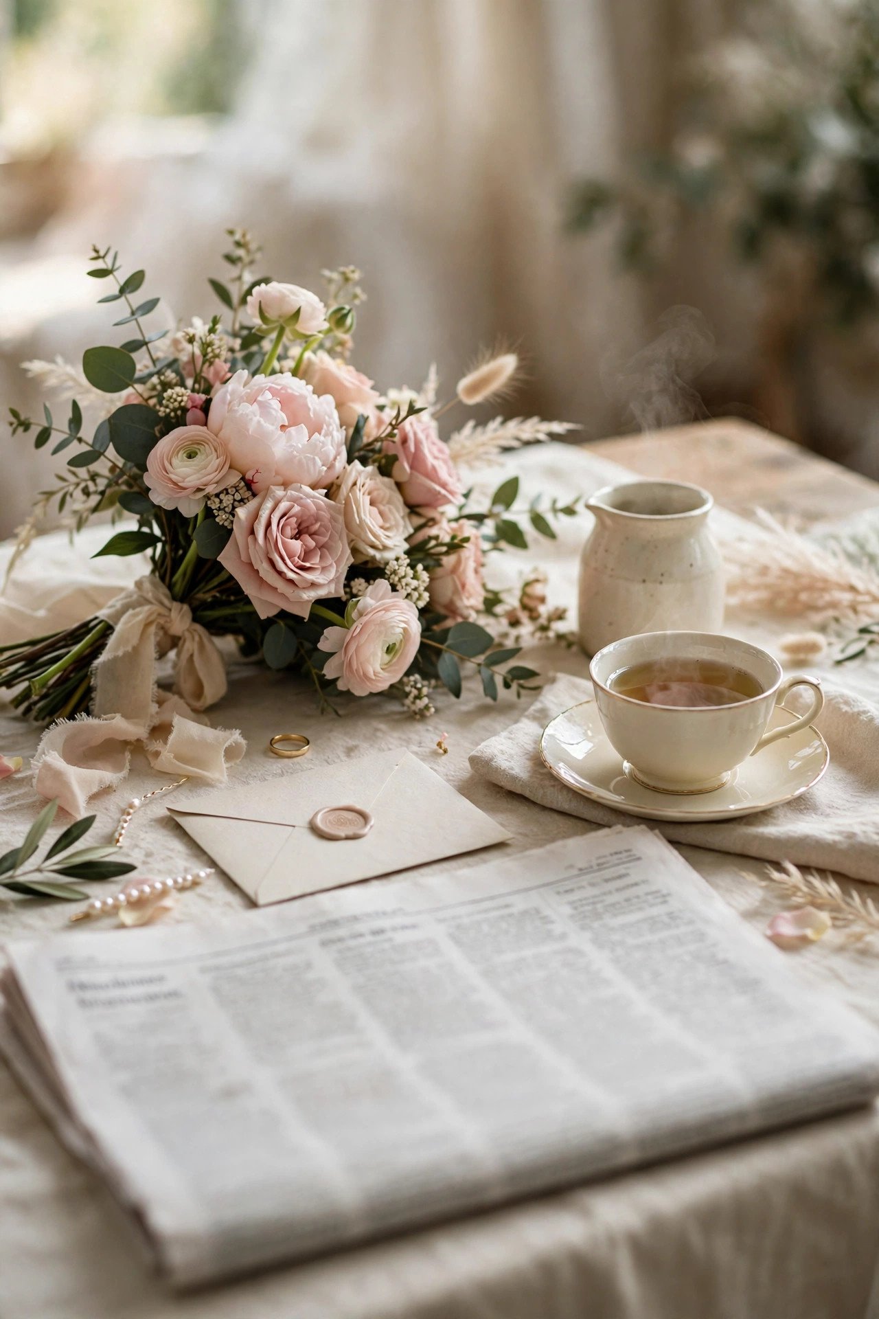 British newspaper marriages column with a traditional announcement