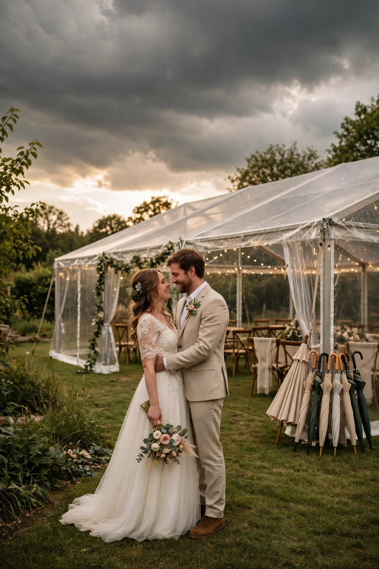 Weather backup plan page for an outdoor wedding