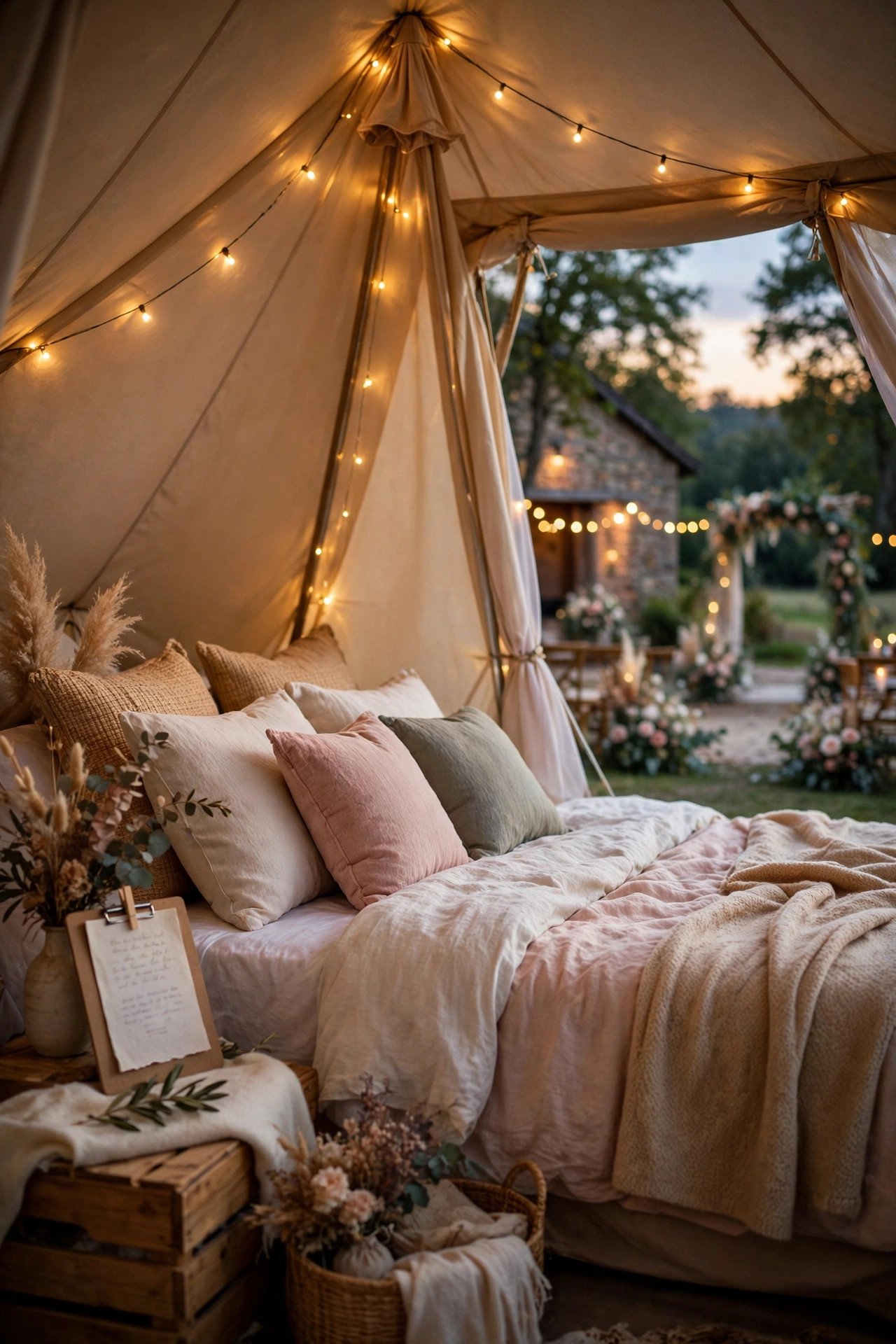 Camping and Glamping Notes — accommodation wording example for a wedding website