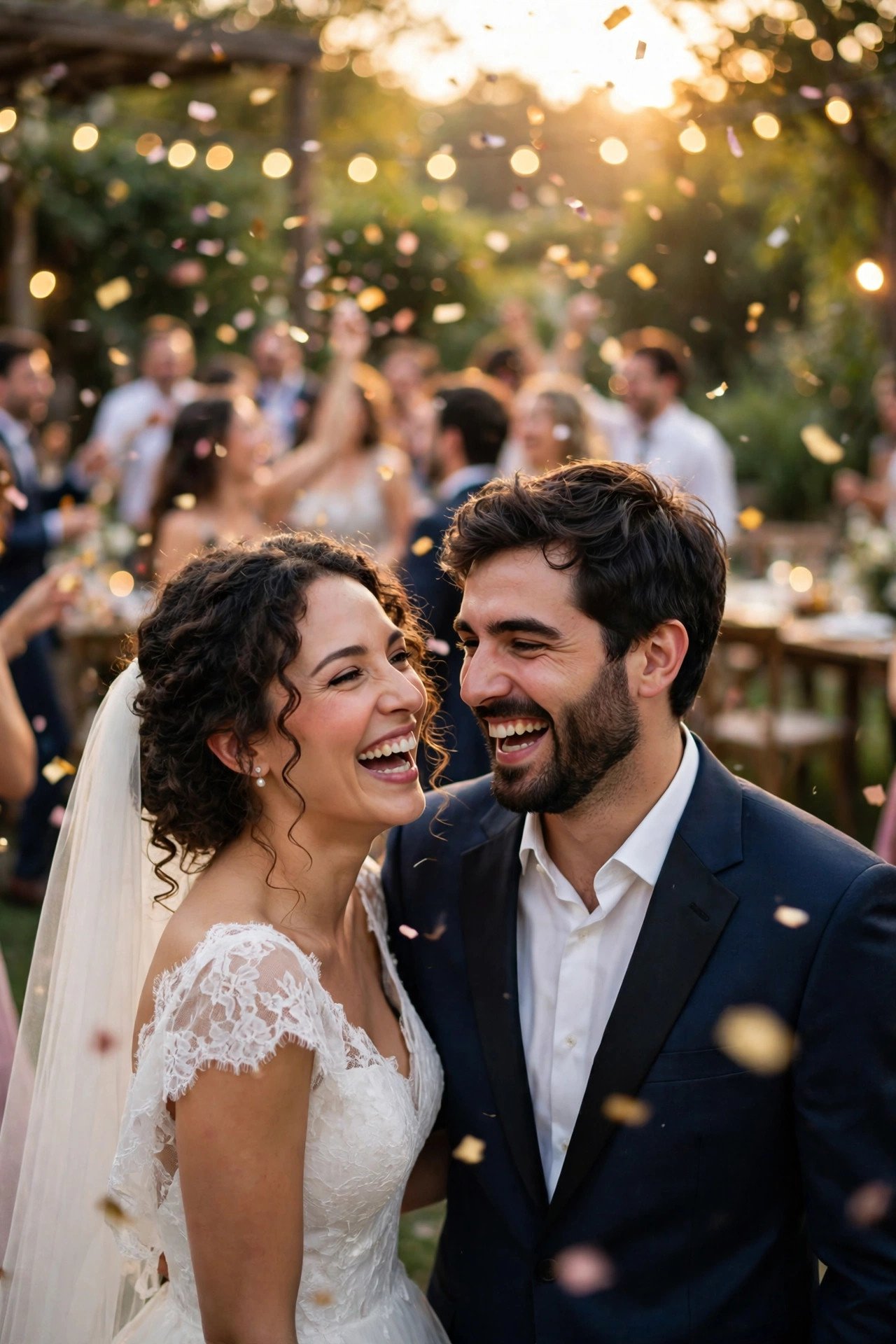 Couple laughing together during their celebration