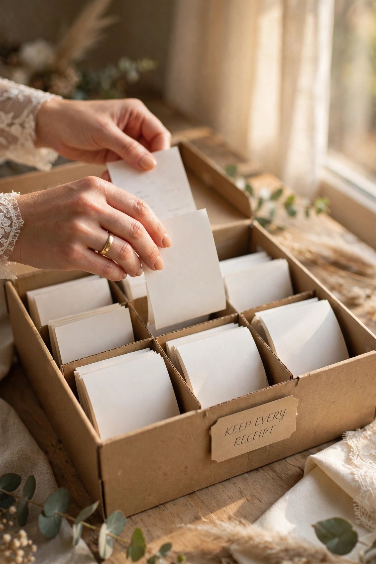 Keep Every Receipt Anyway — wedding legalities guide illustration