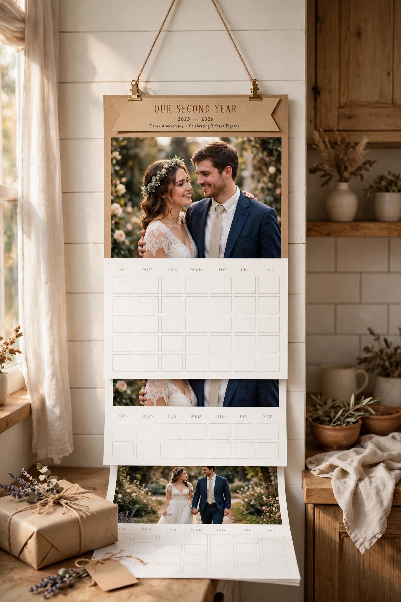 Paper anniversary gift idea: personalized Photo Calendar for Year Two — a traditional first anniversary present