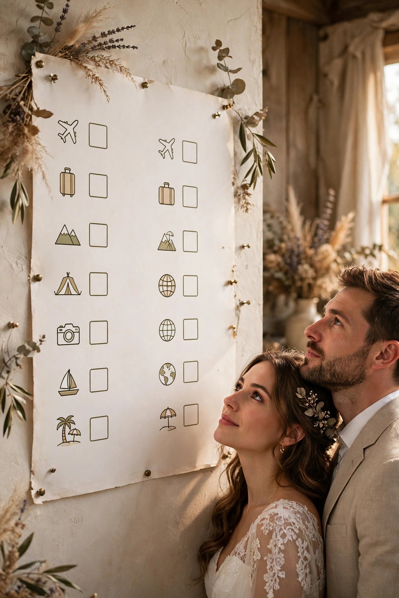 Paper anniversary gift idea: printed Bucket-List Poster for Year Two — a traditional first anniversary present