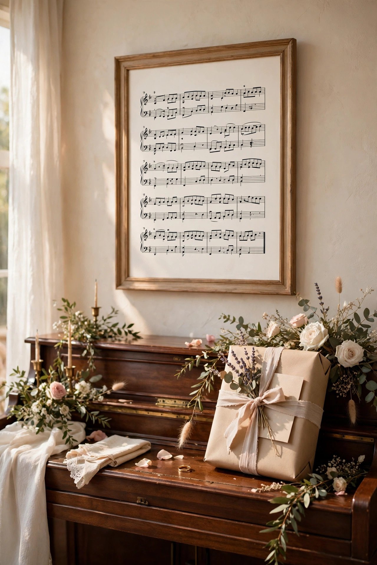 Paper anniversary gift idea: sheet Music Print of Your First-Dance Song — a traditional first anniversary present