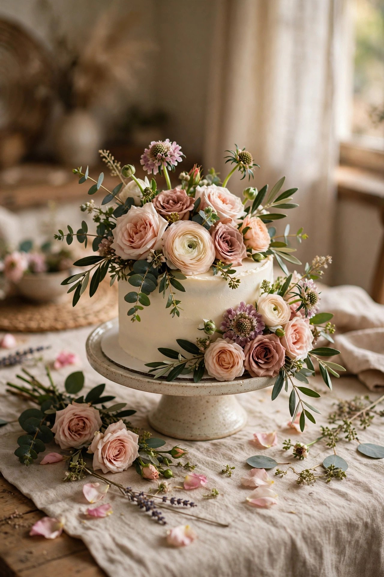 Dress the Cake With Your Bouquet Flowers — first anniversary cake celebration photo