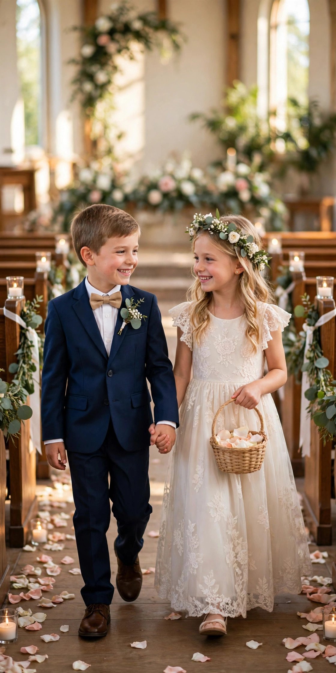 Walking With the Flower Girl — wedding party guide photo