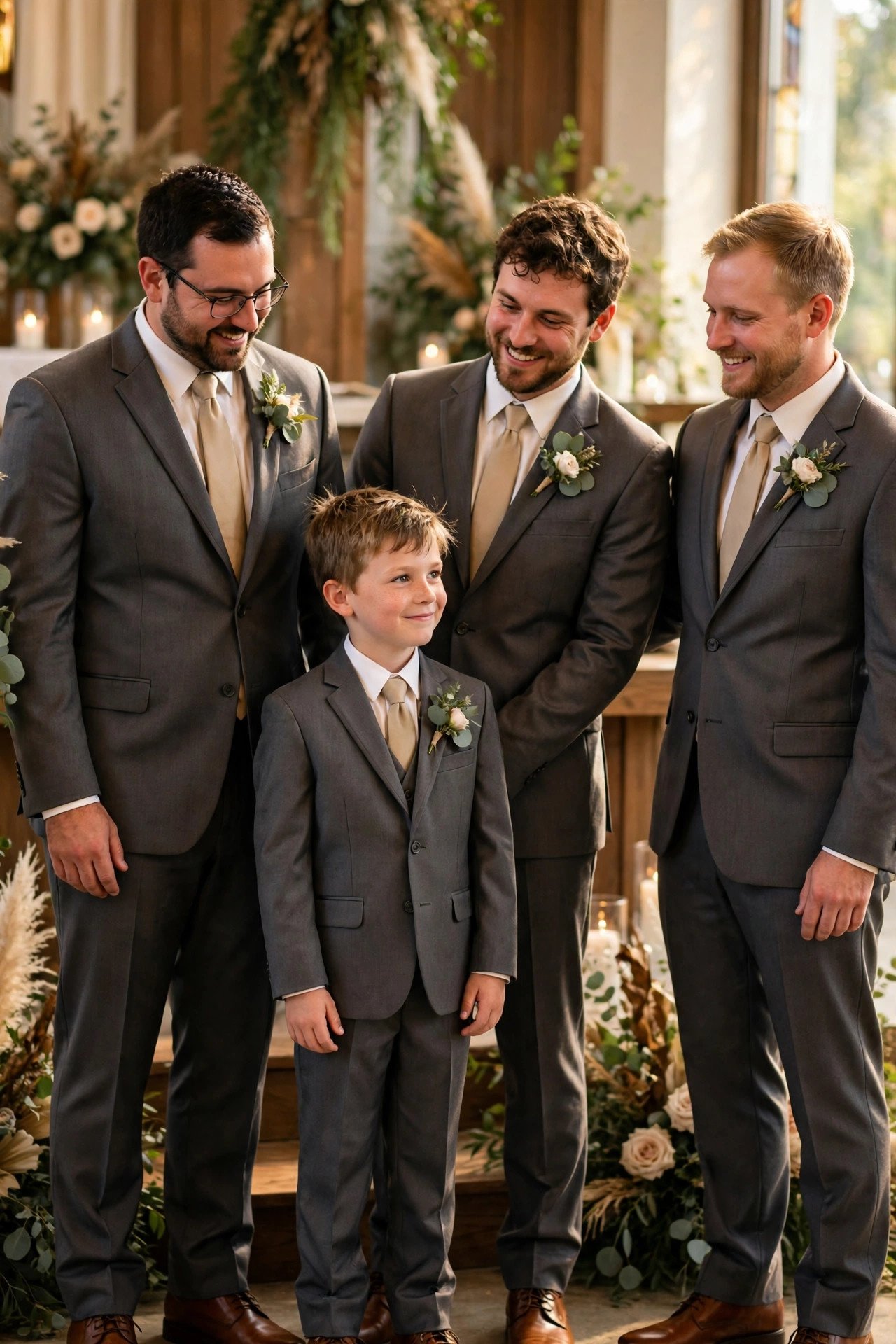 Standing With the Groomsmen Briefly — wedding party guide photo