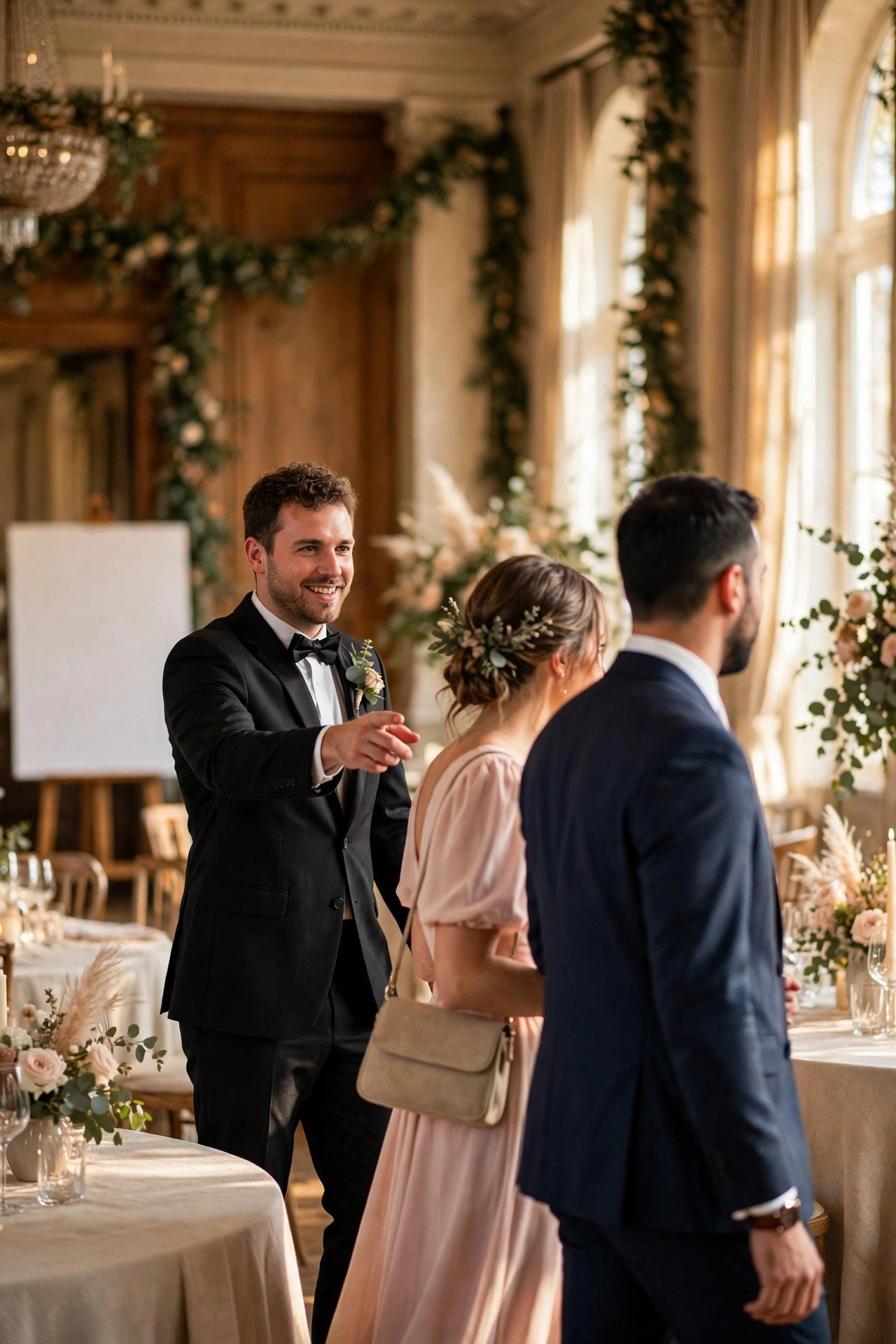 Guiding Guests to Reception Seating — wedding party guide photo