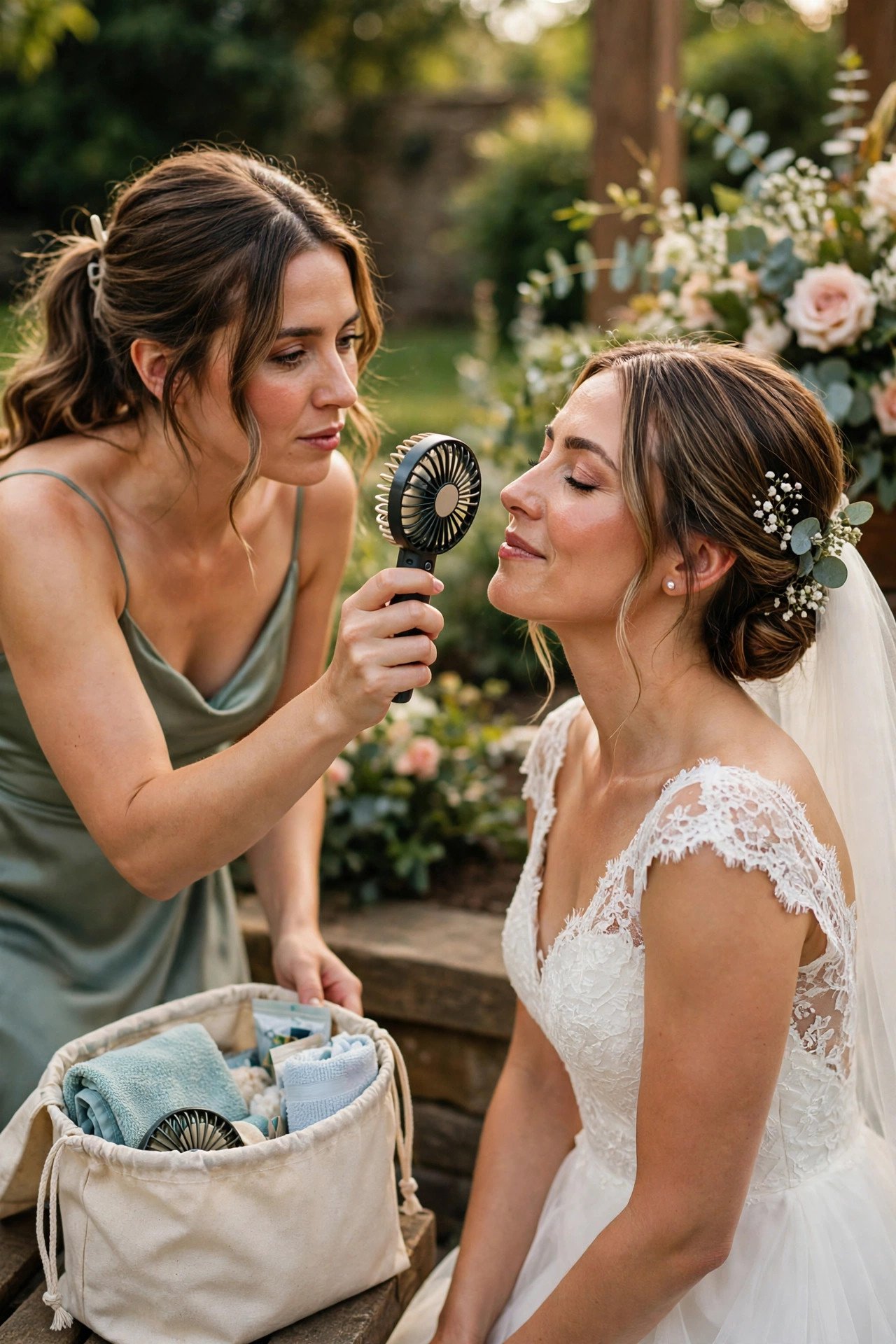 Maid of honor emergency kit item for a 2027 wedding — A Small Fan and Cooling Towel